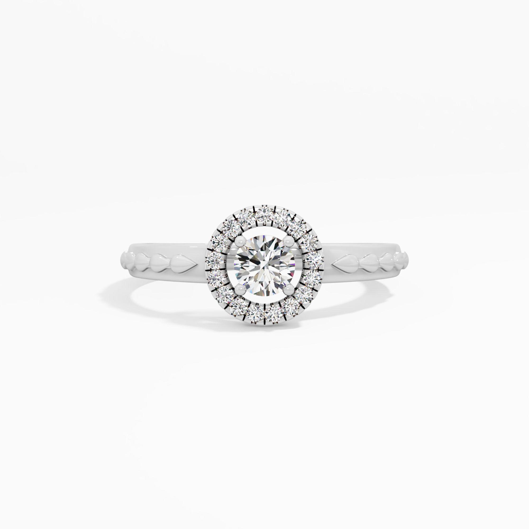 Engraved Halo Solitaire Ring