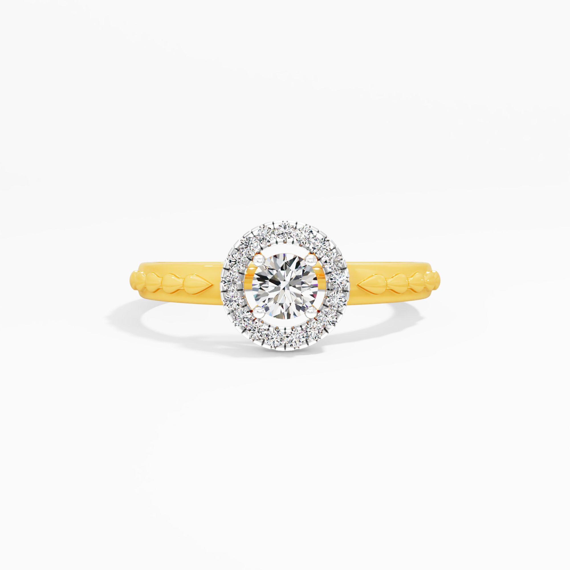 Engraved Halo Solitaire Ring