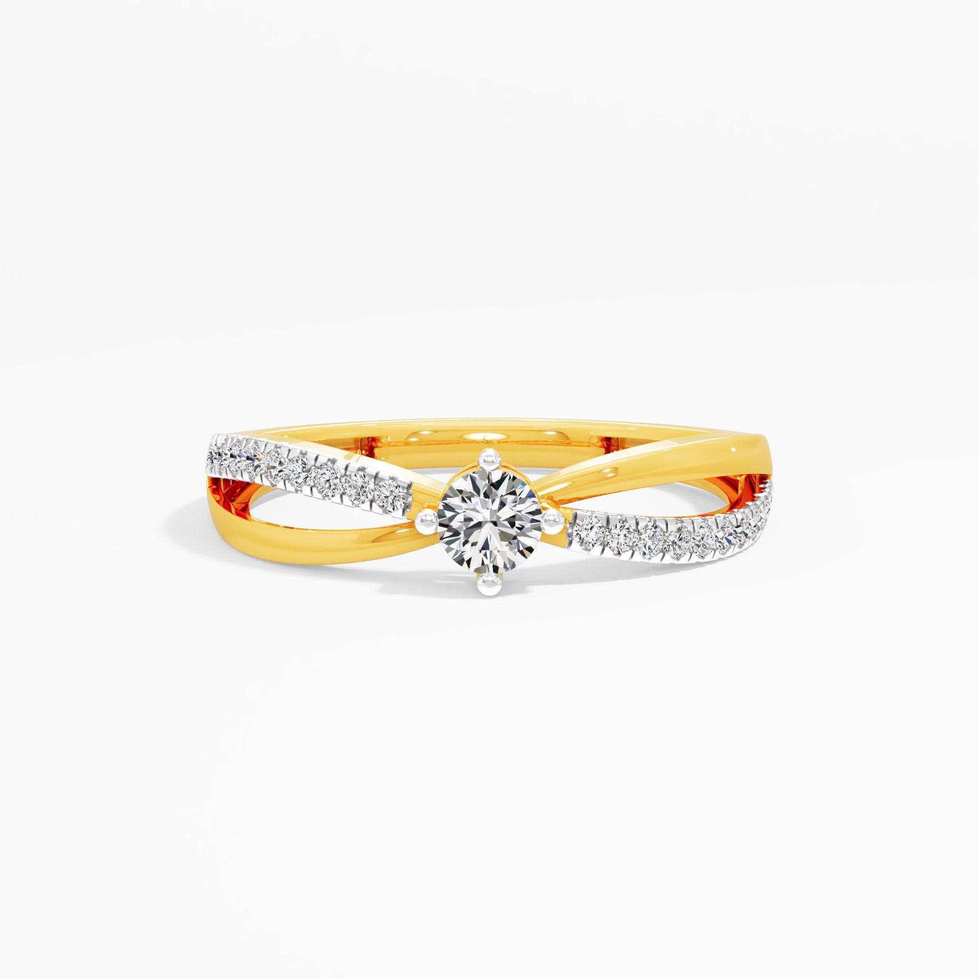 Crossover Pave Solitaire Ring