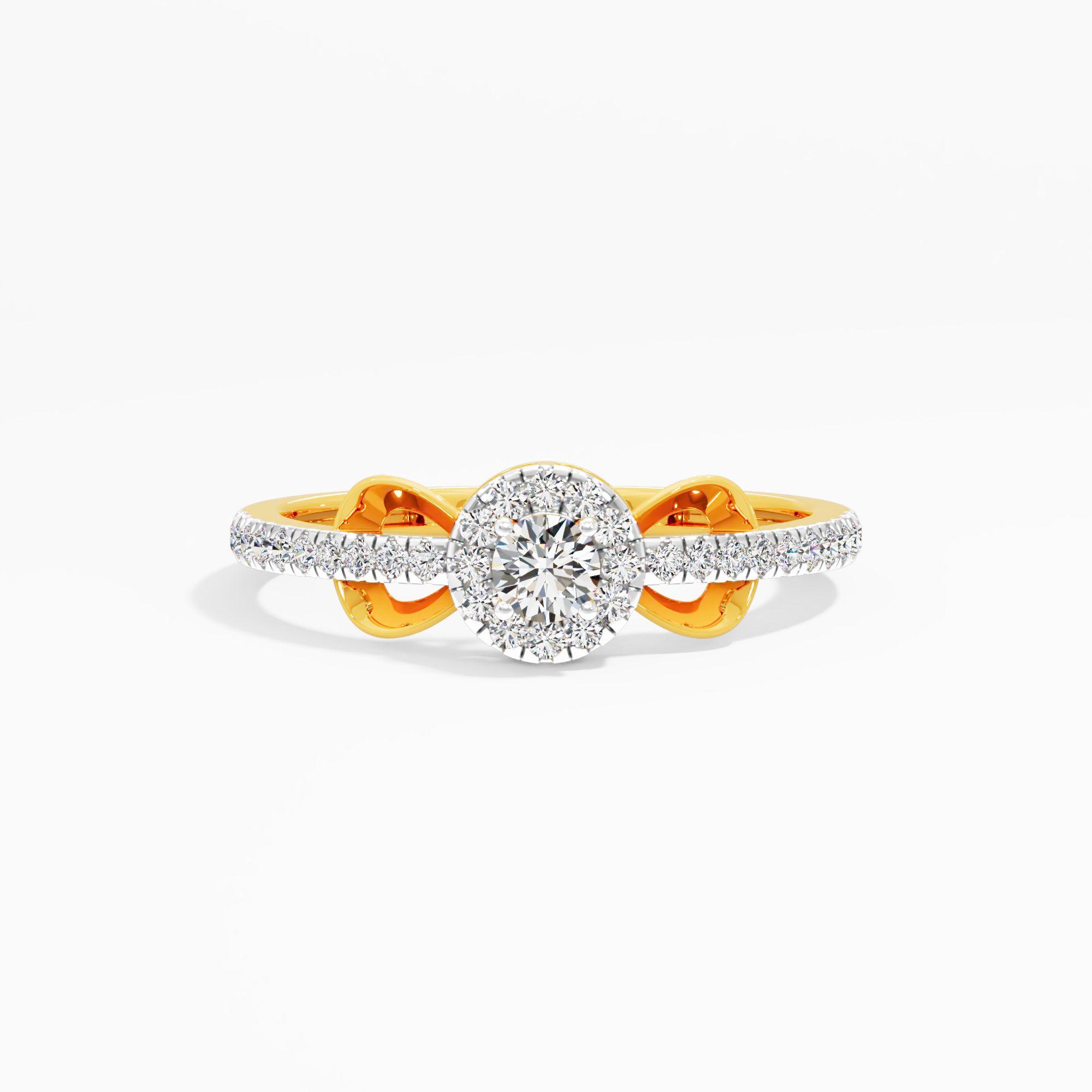 Ribbon Halo Solitaire Ring