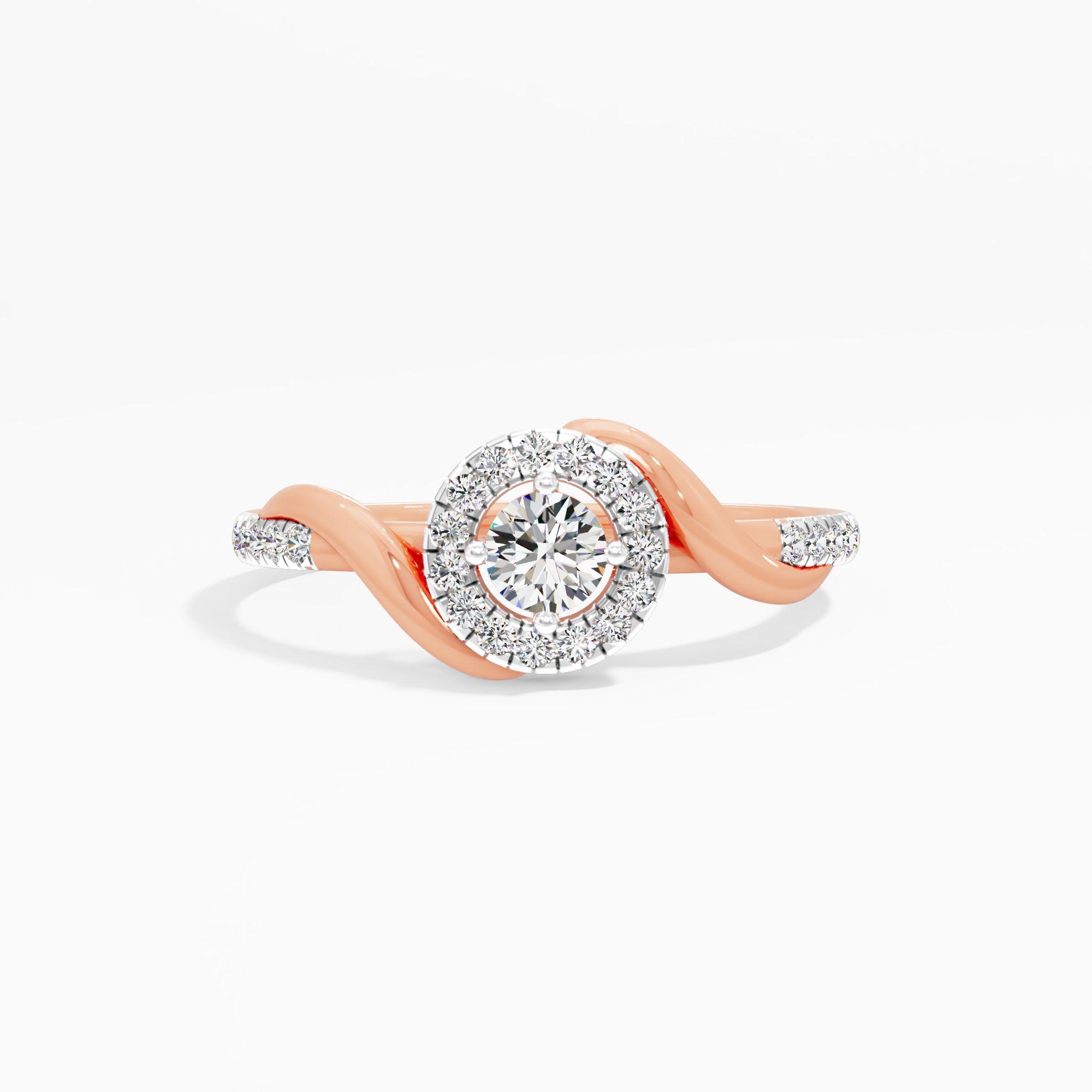 Dual Swirl Solitaire Ring