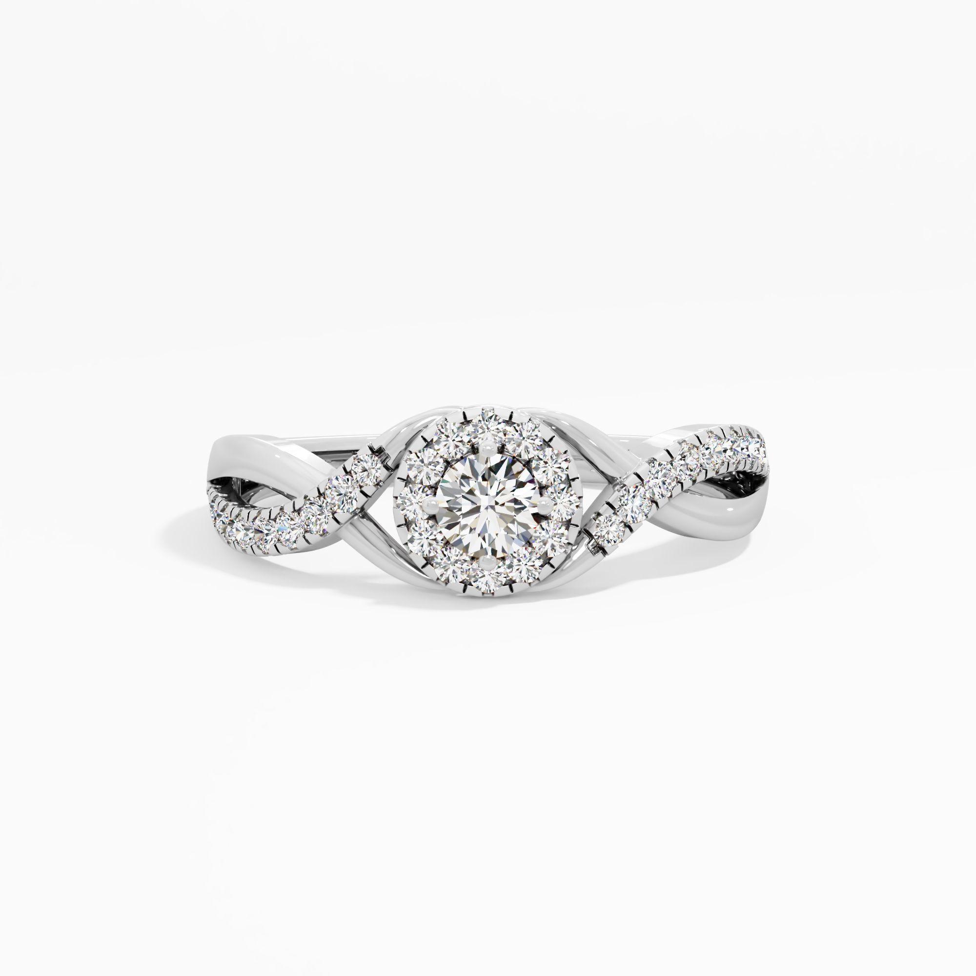 Twist Halo Solitaire Engagement Ring