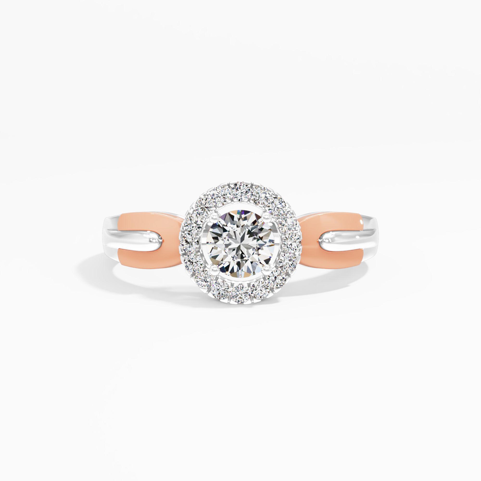 Lunar Embrace Two Tone Halo Ring