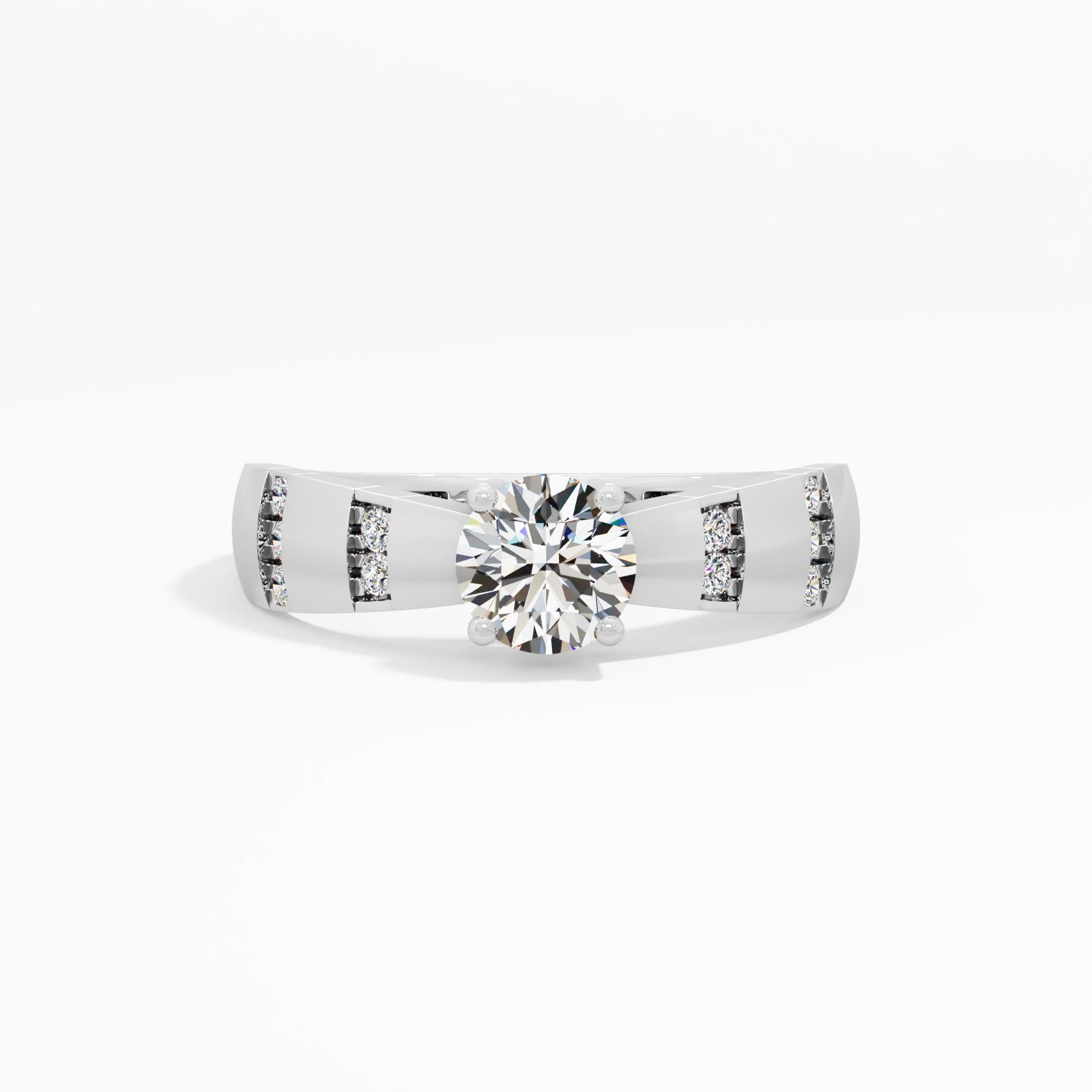 Banded Accent Two Tone Solitaire Ring