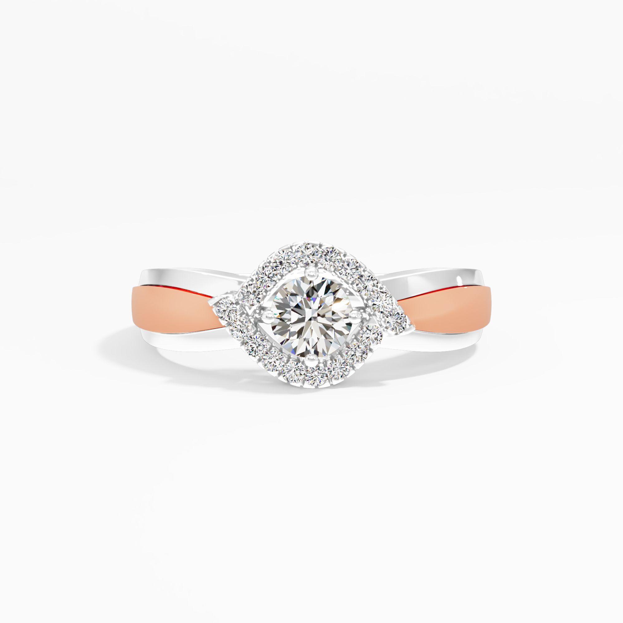 Two Tone Weaver's Kiss Halo Ring