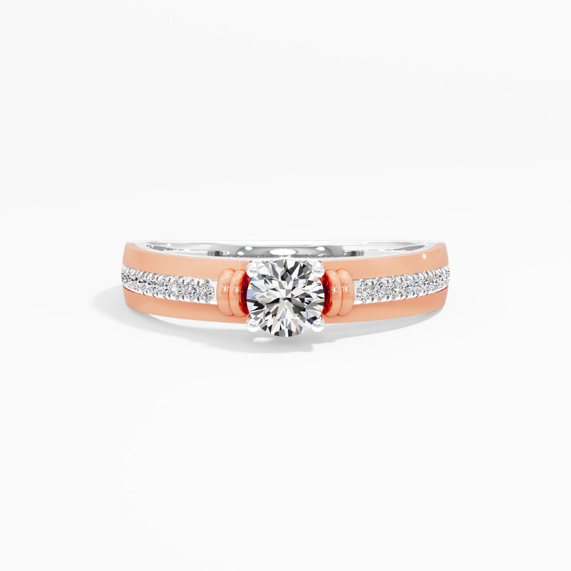 Strap Accent Two Tone Solitaire Ring