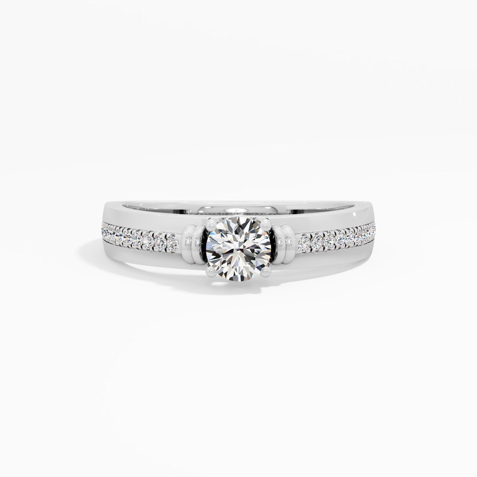 Strap Accent Two Tone Solitaire Ring