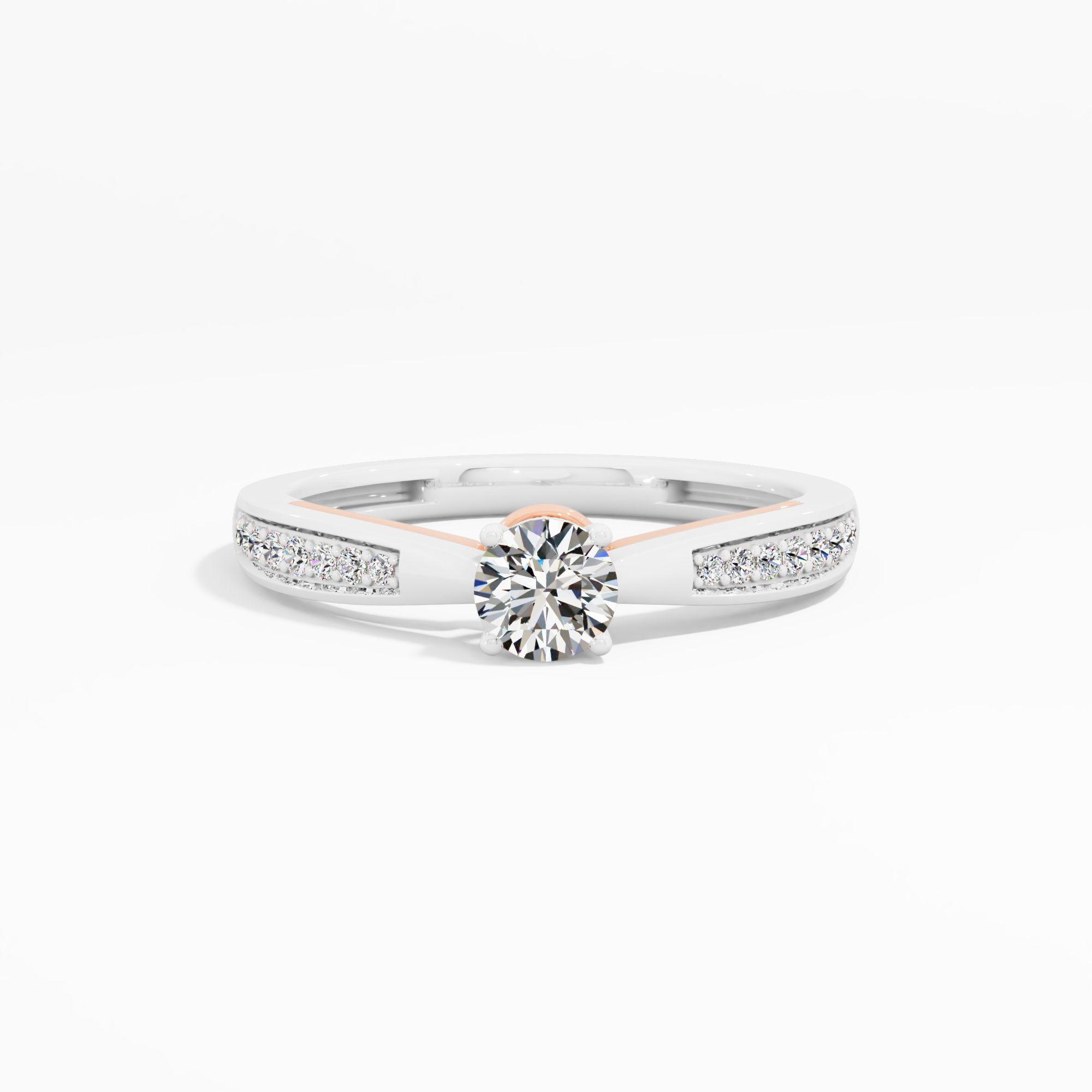 Cathedral Pavé Two Tone Solitaire Ring