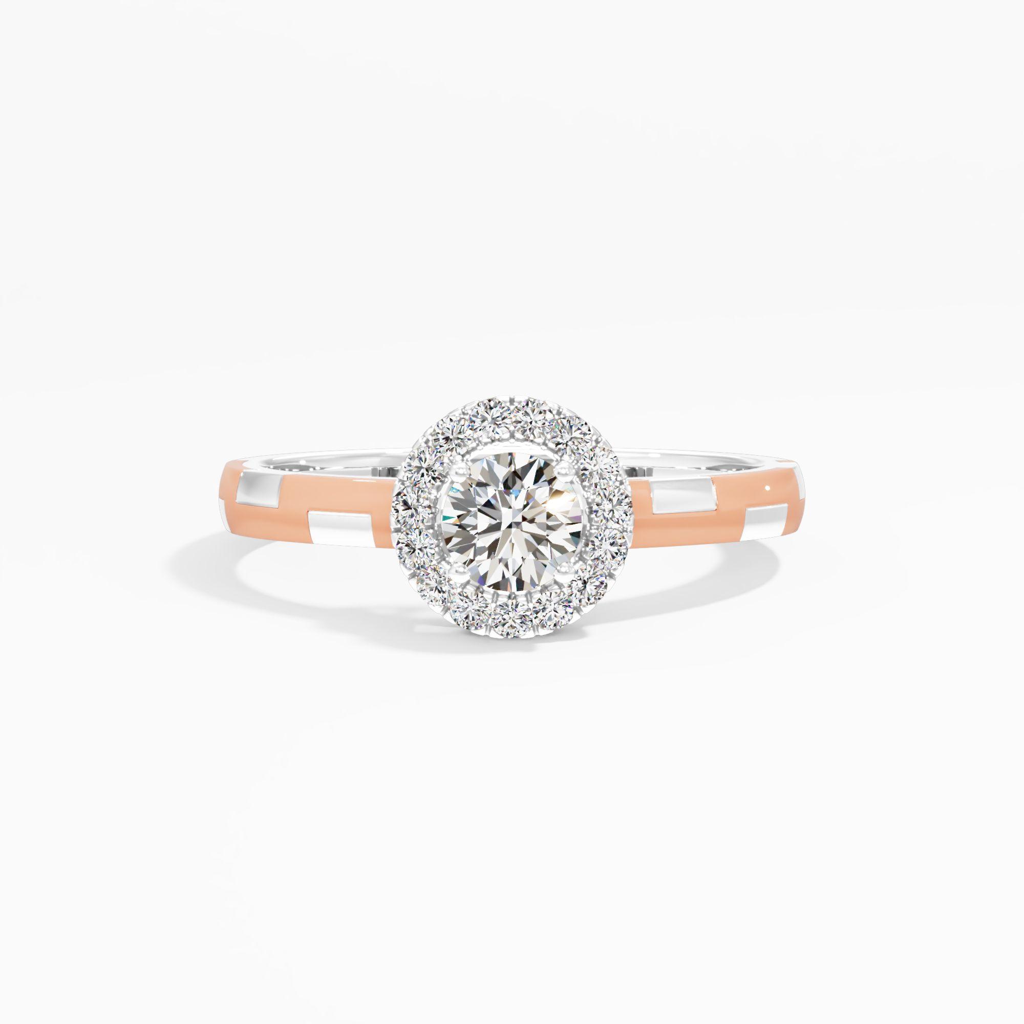 Two Tone Labyrinth Halo Ring