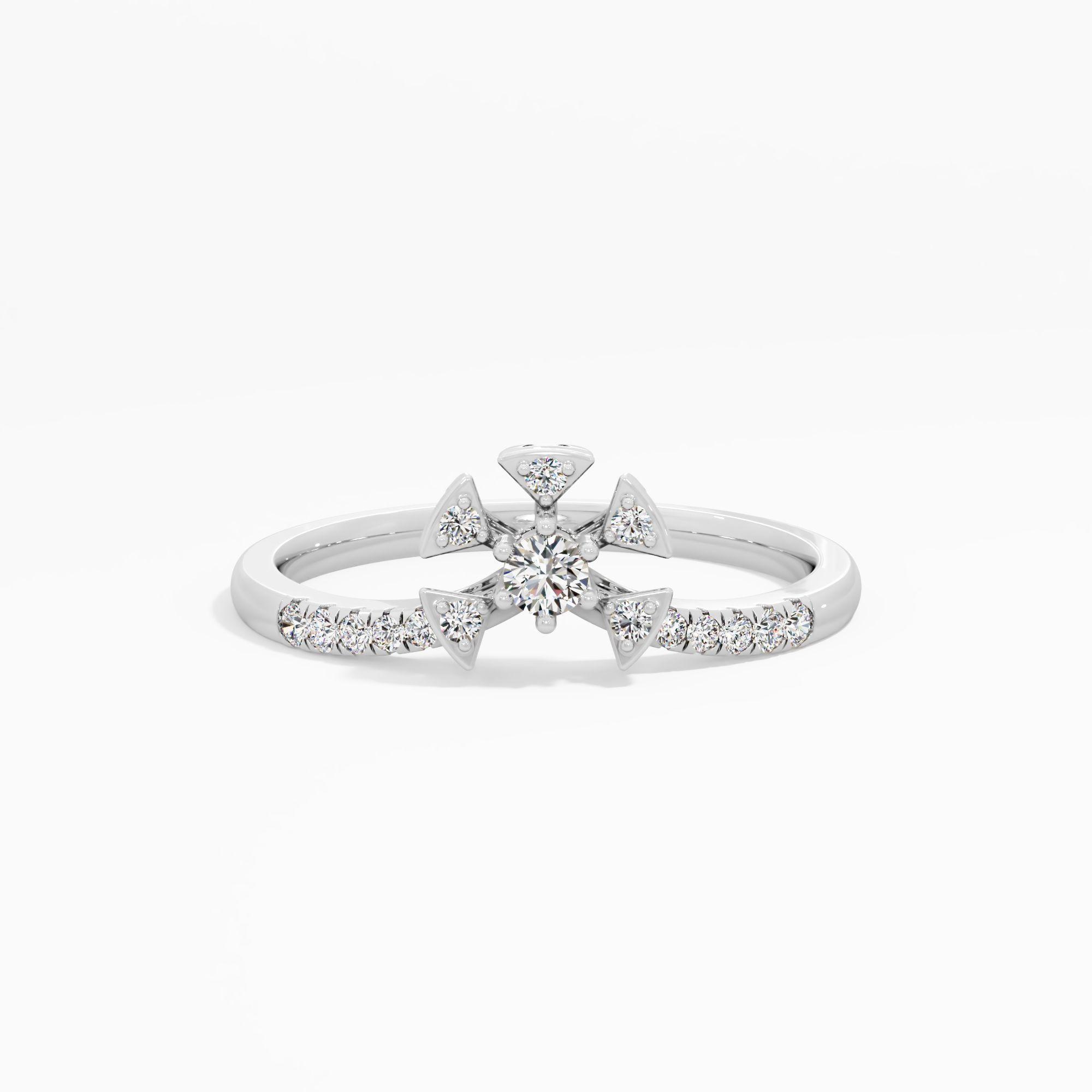 Angular Crest Diamond Ring