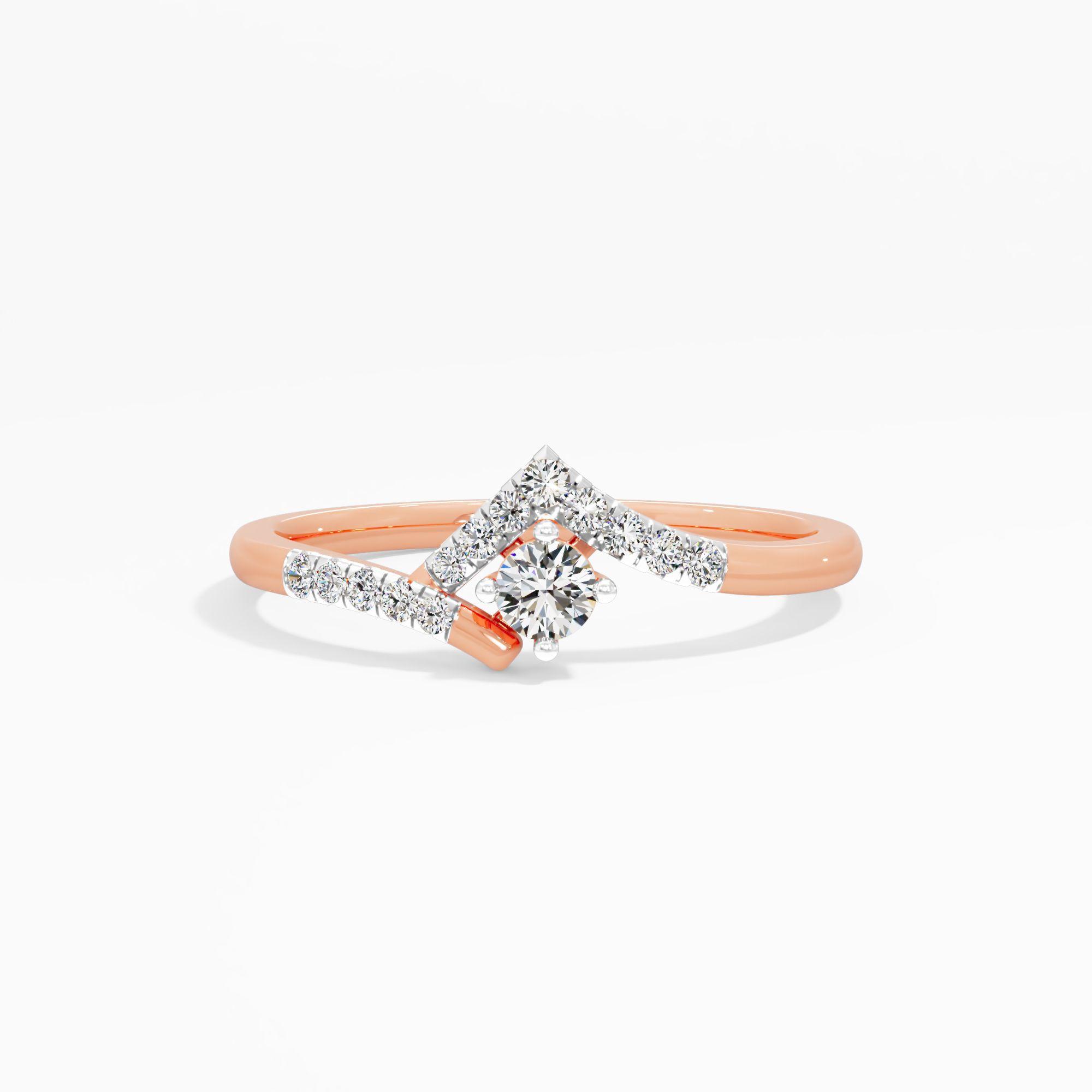 V Split Solitaire Diamond Ring