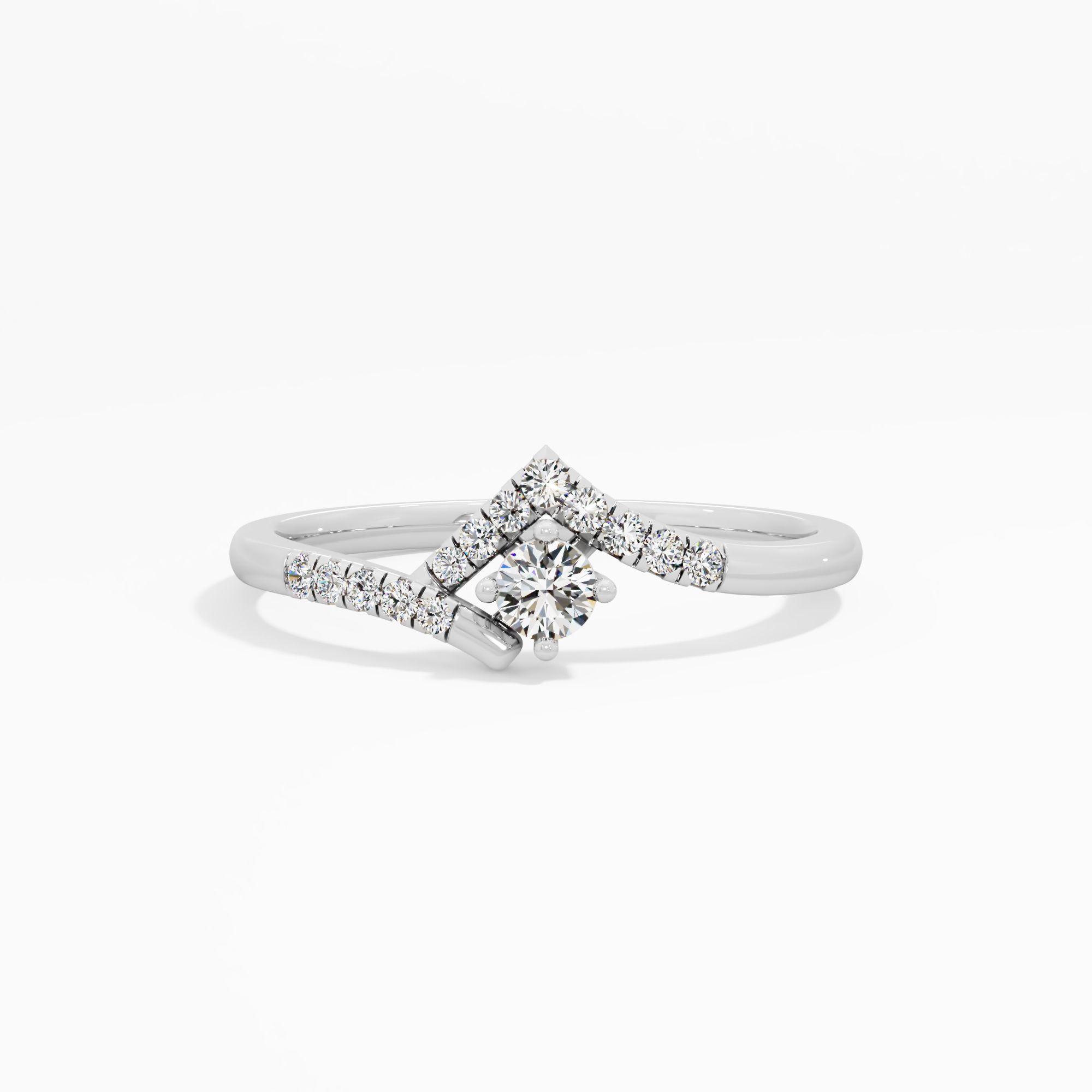 V Split Solitaire Diamond Ring