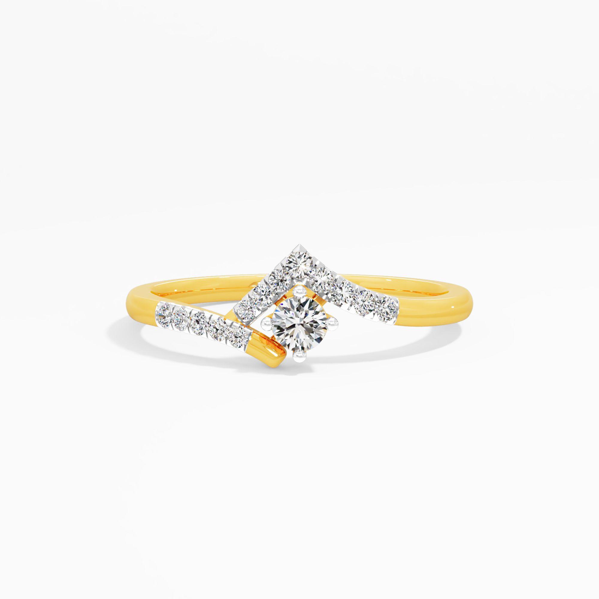 V Split Solitaire Diamond Ring