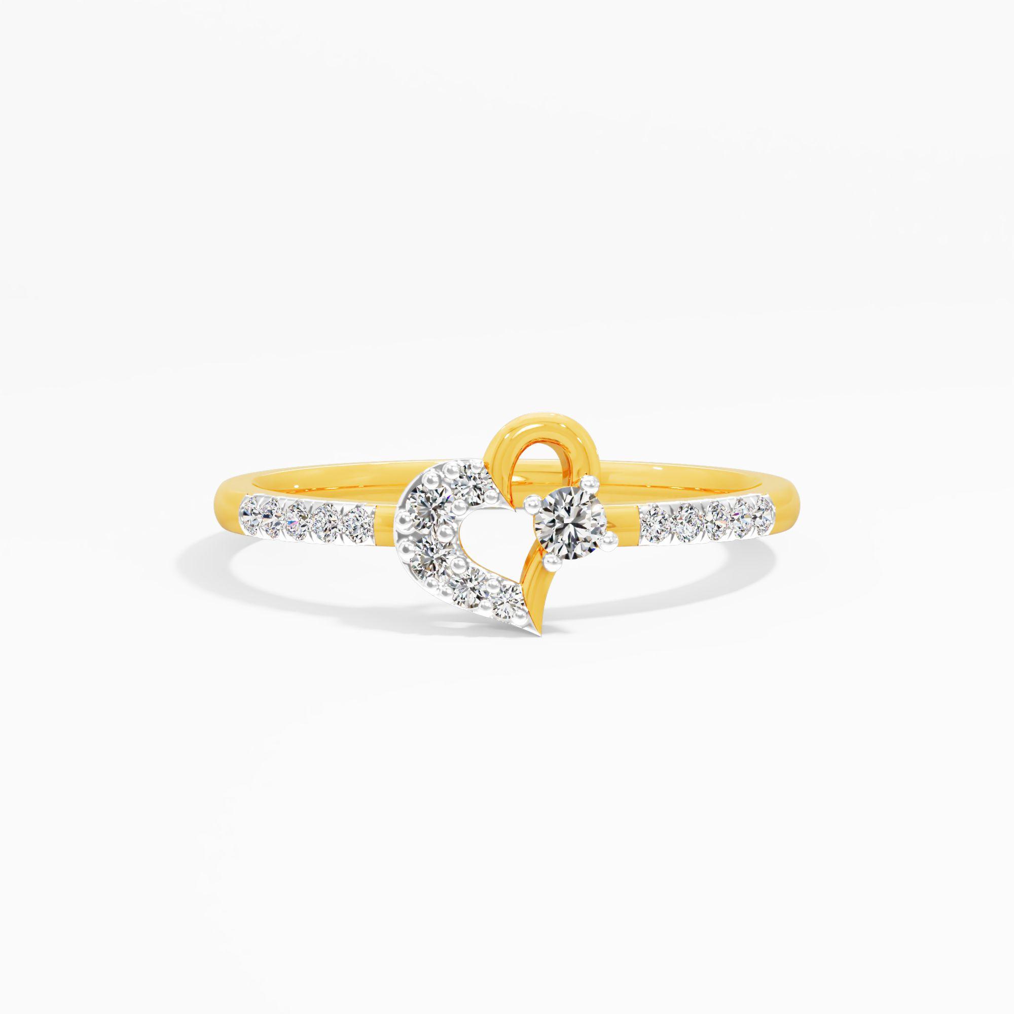 Cursive Heart Diamond Ring
