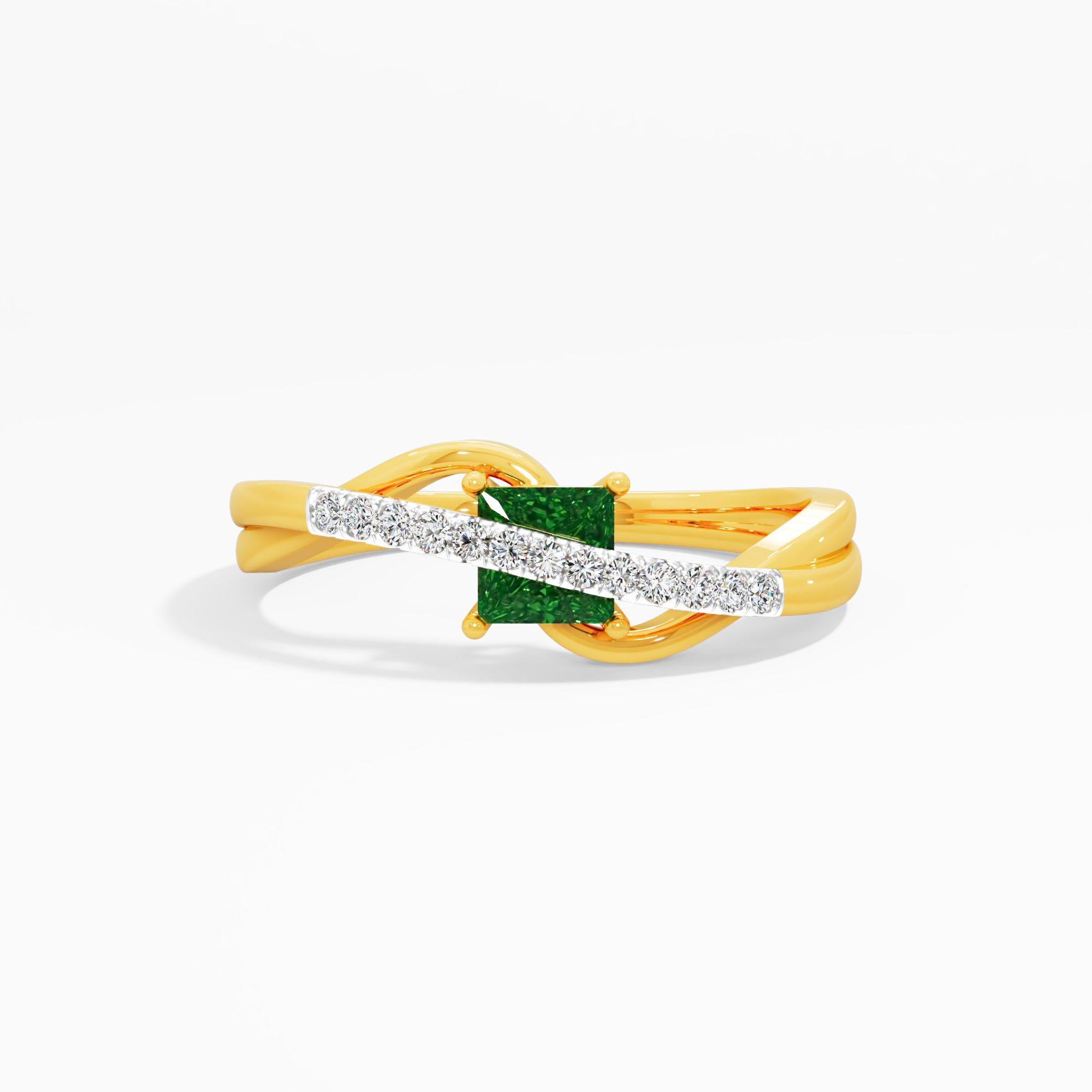 Emerald Woven Solitaire Ring