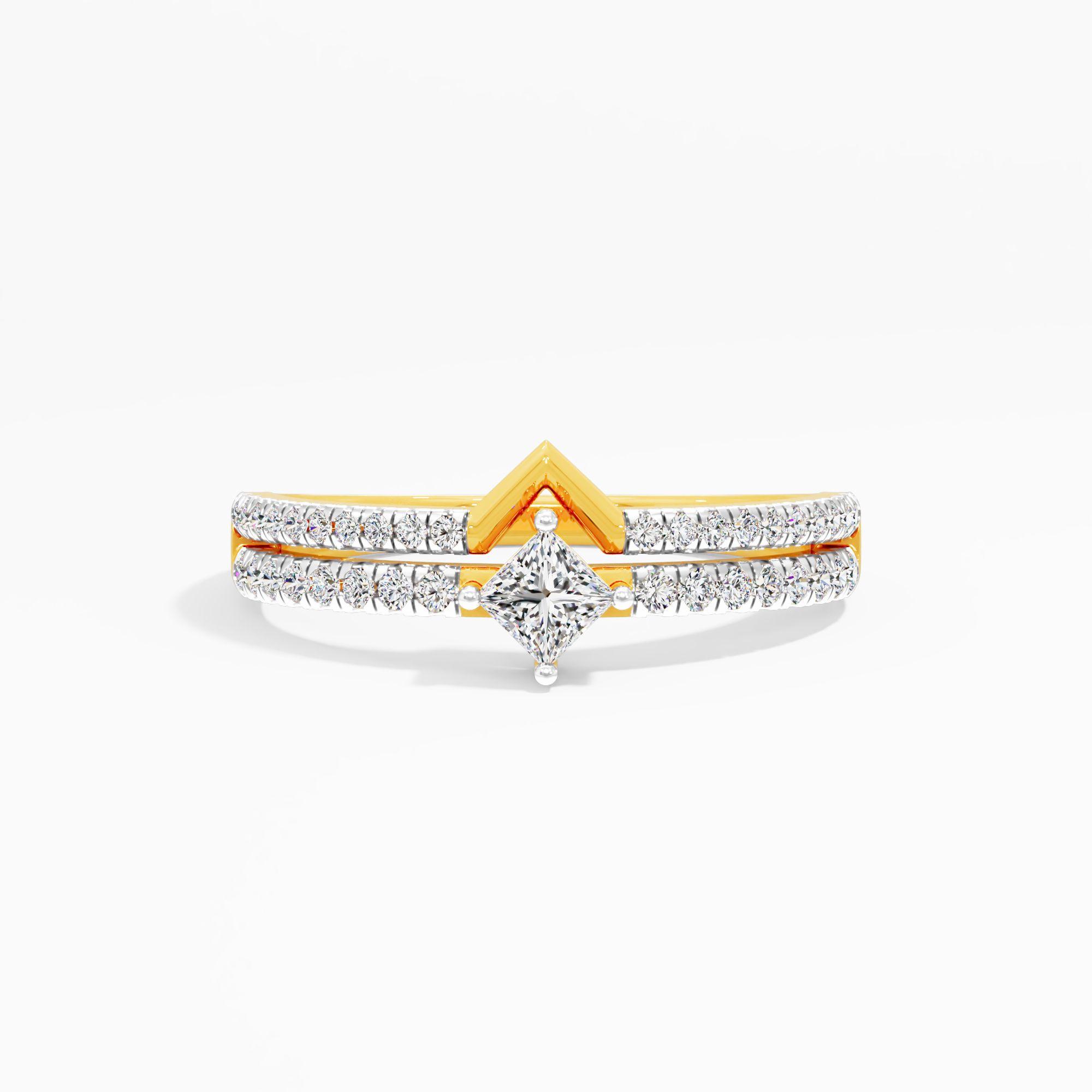 Princess Solitaire Dual Band Ring