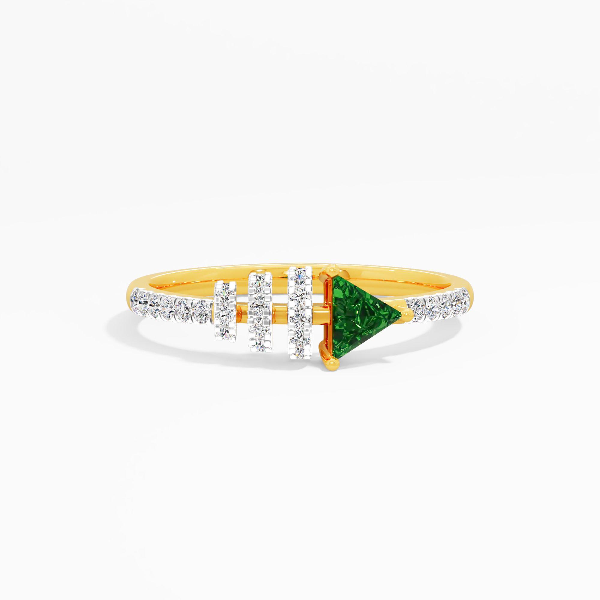 Trilliant Emerald Bar Diamond Ring