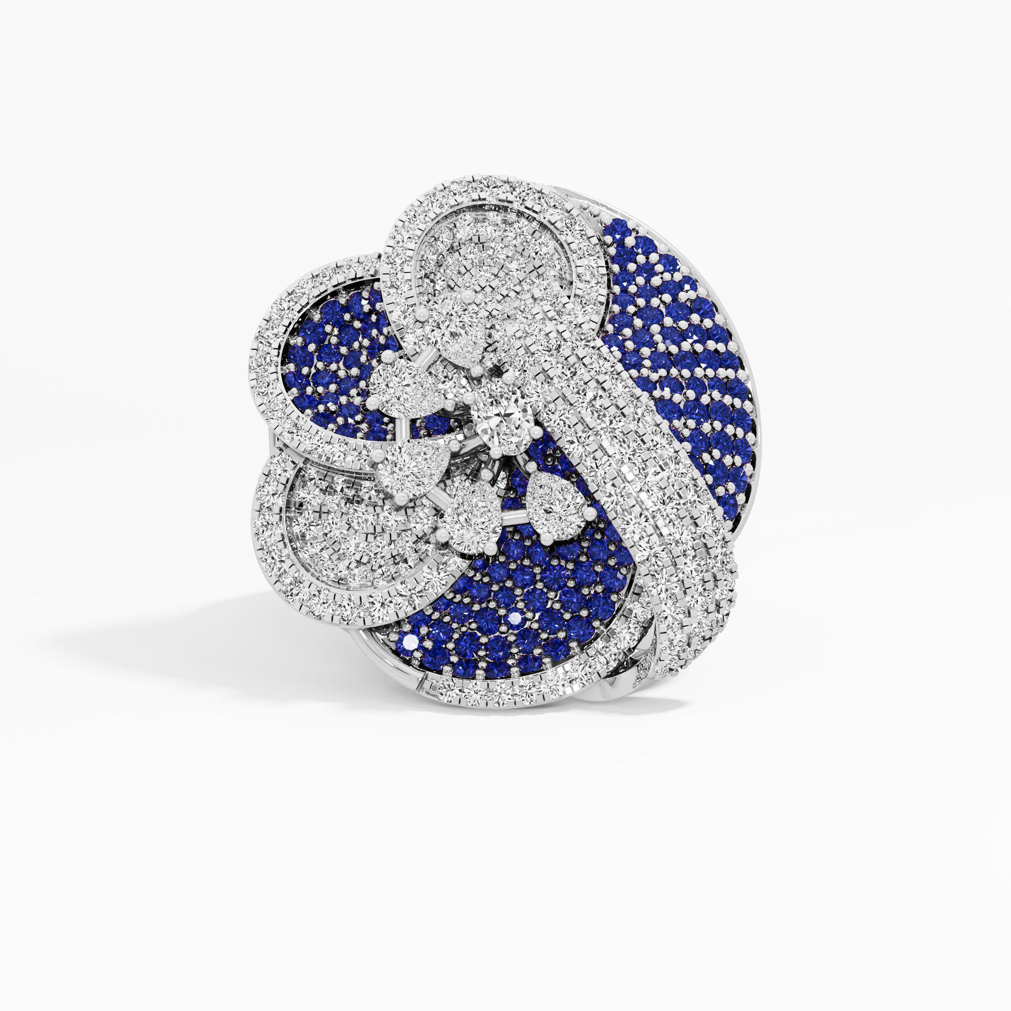 Indigo Blossom Cocktail Ring