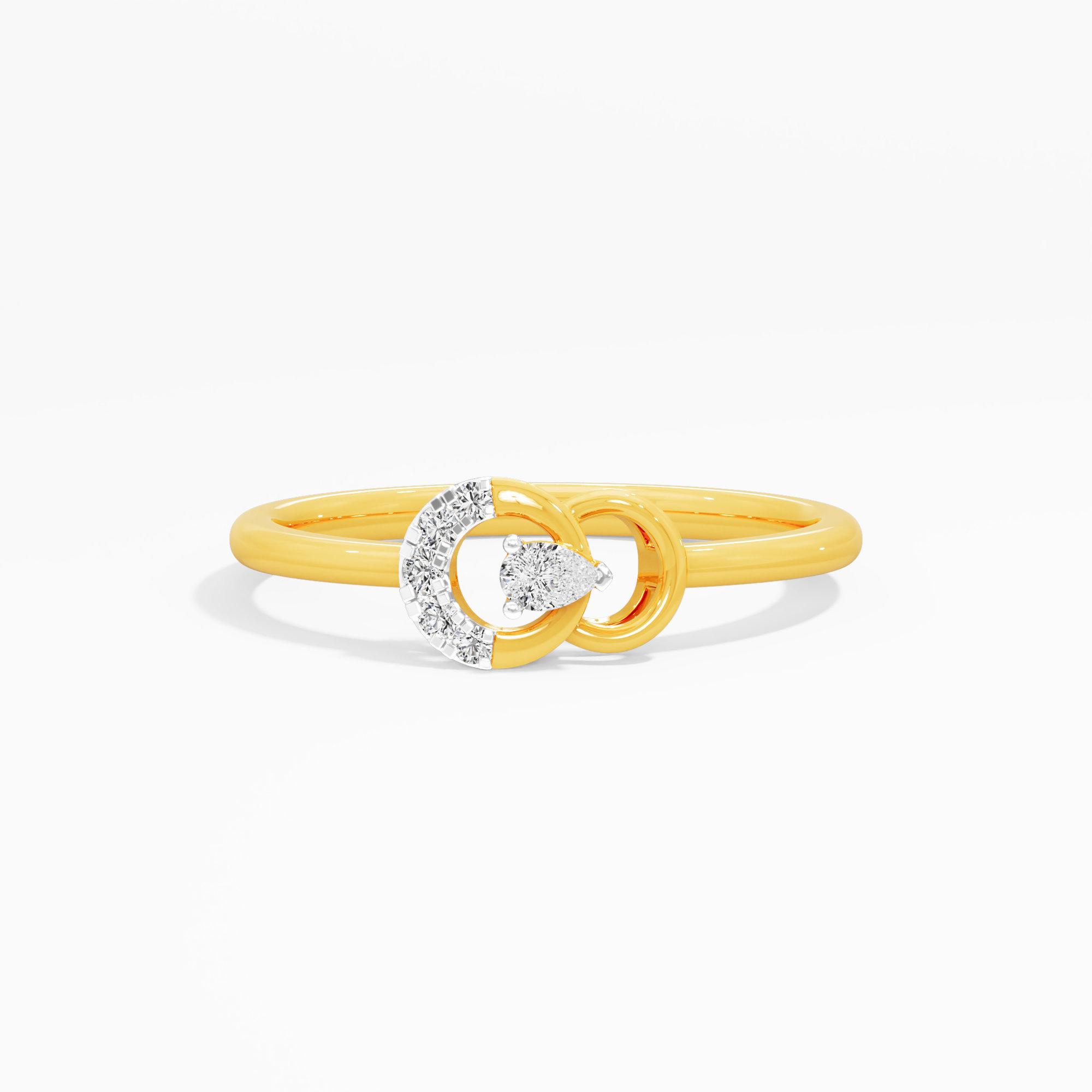 Celestial Crescent Halos Ring in 9KT Yellow Gold (Diamond Quality: FG-VVS VS)