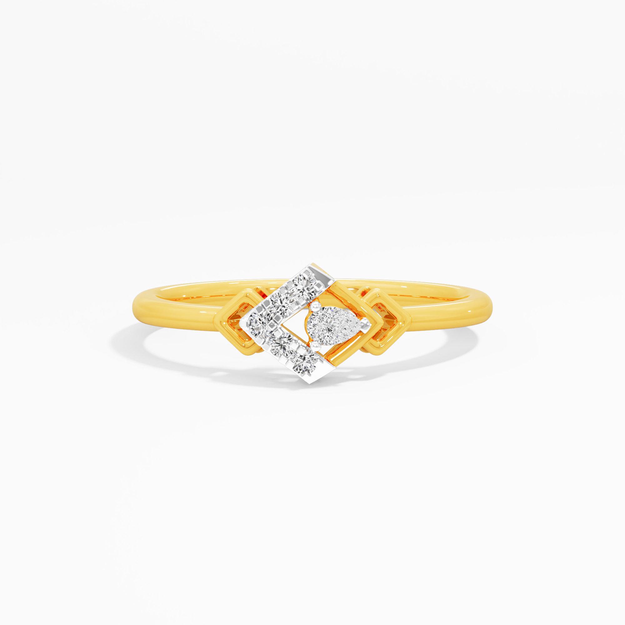 Azure Bloom Bypass Ring in 9KT Yellow Gold (Diamond Quality: EF-VVS VS)
