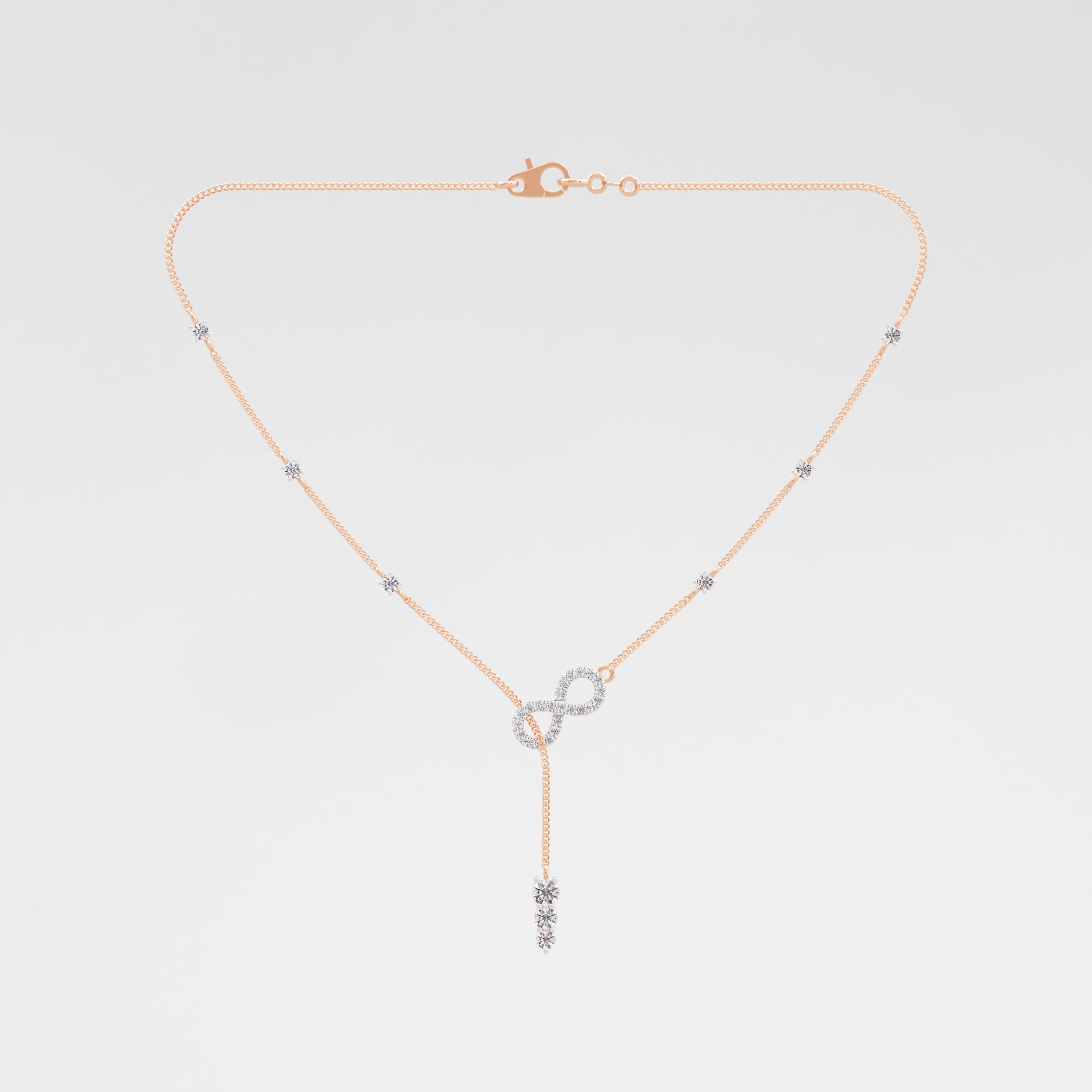Love in Infinity 3 Stone Lariat Chain Necklace