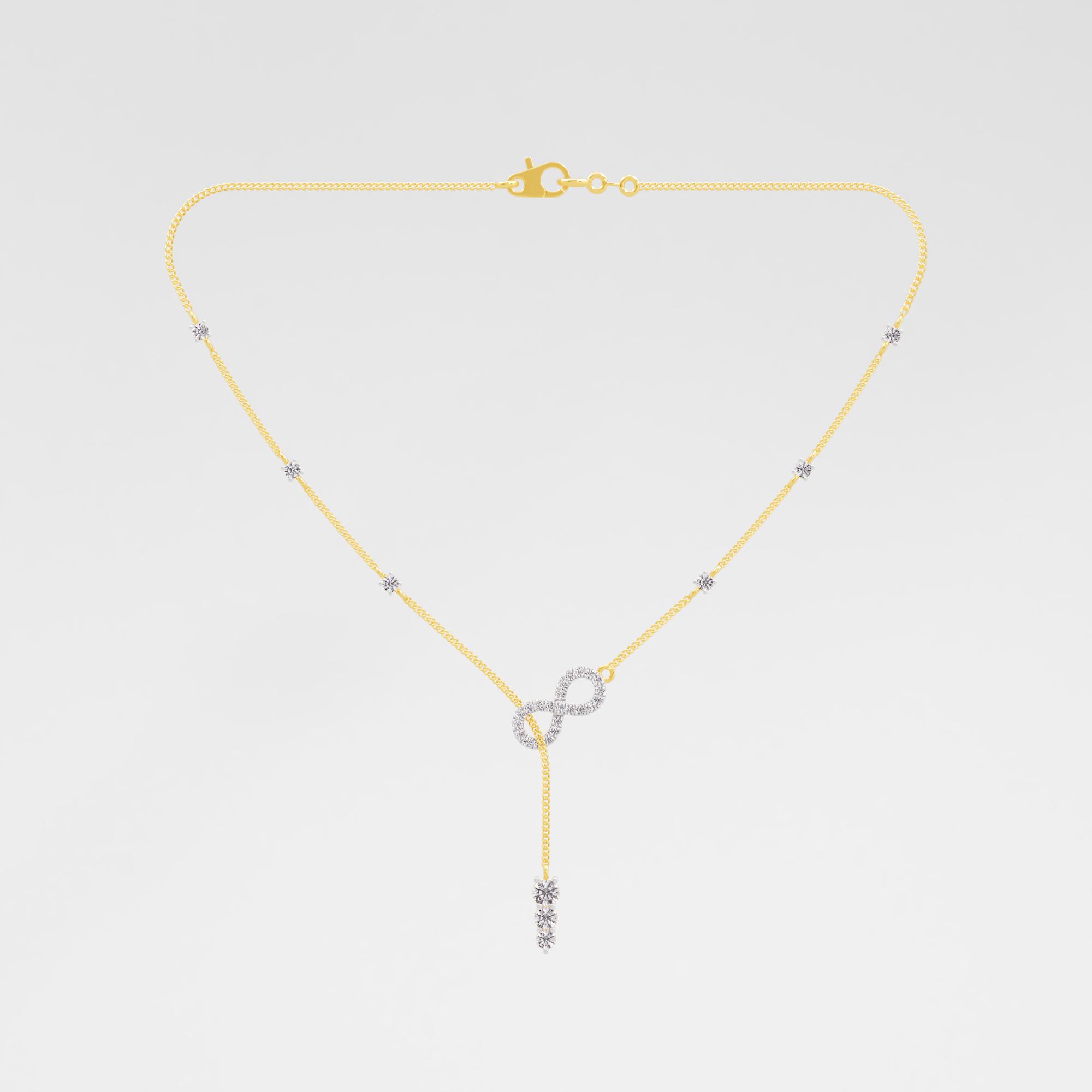 Love in Infinity 3 Stone Lariat Chain Necklace