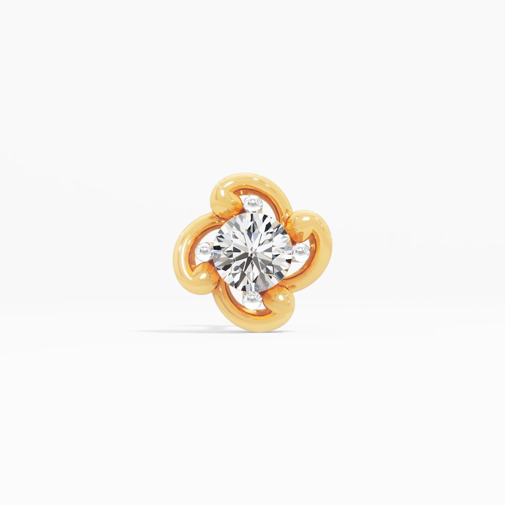 Floral Stud Solitaire Nose Pin