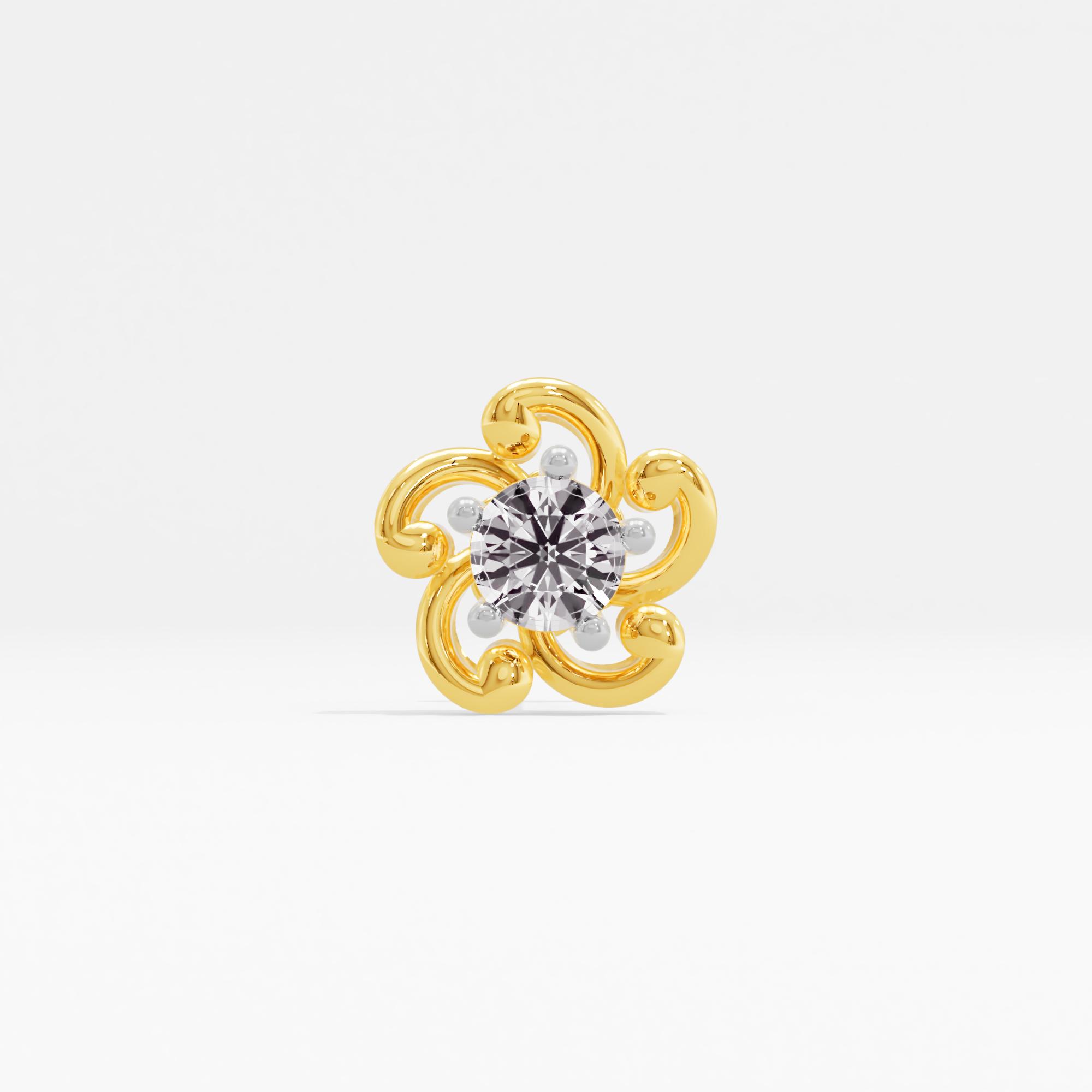 Twinkling Floweret Solitaire Nose Pin
