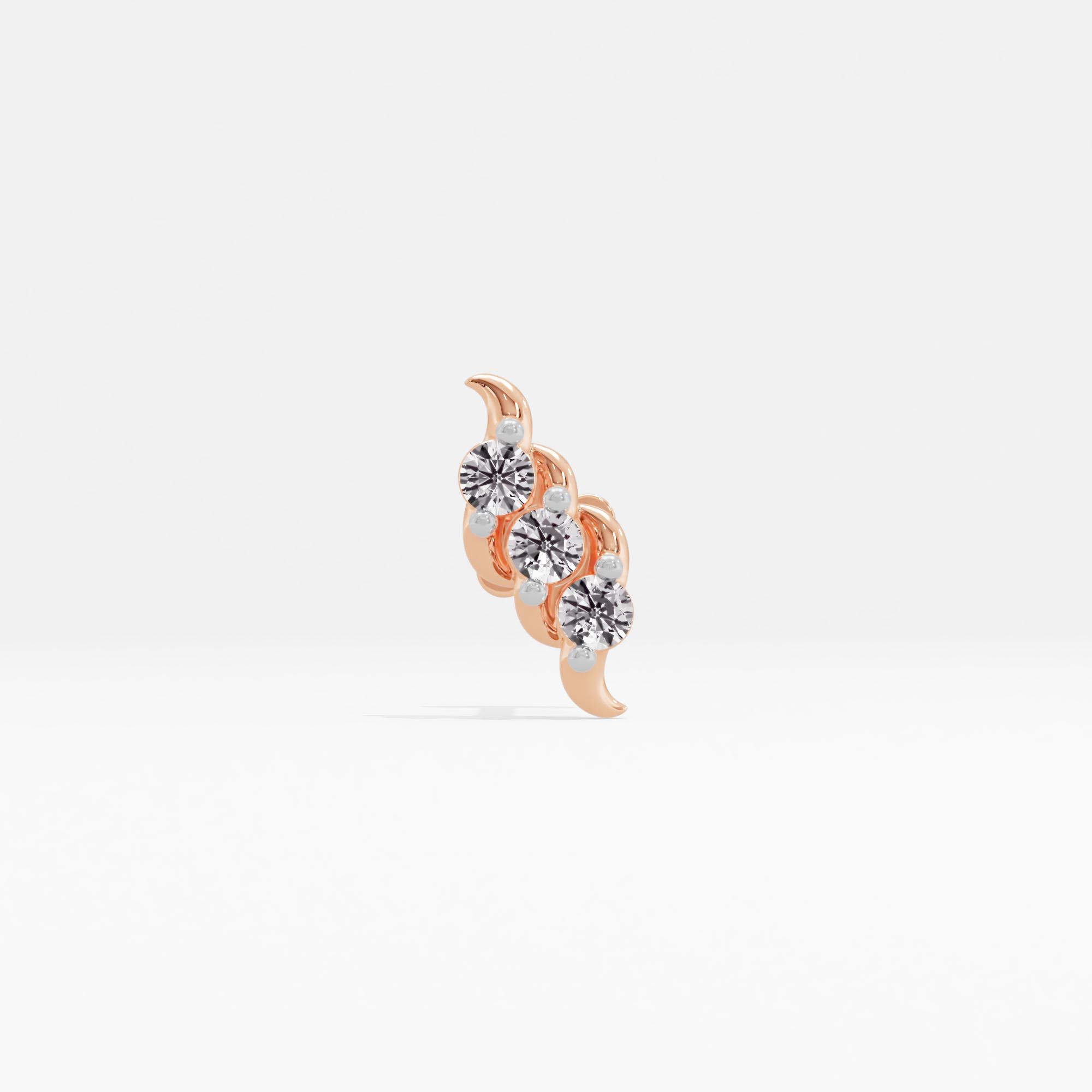 Conventional Glowing 3 Stone Nose Pin