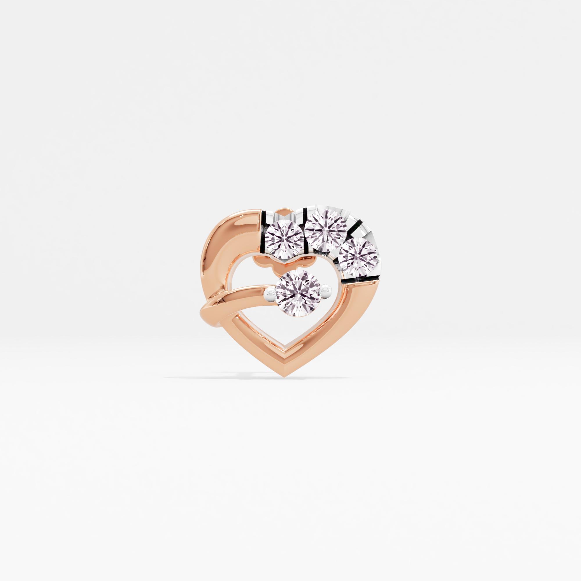 Cupid's Bow Solitaire Heart Nose Pin