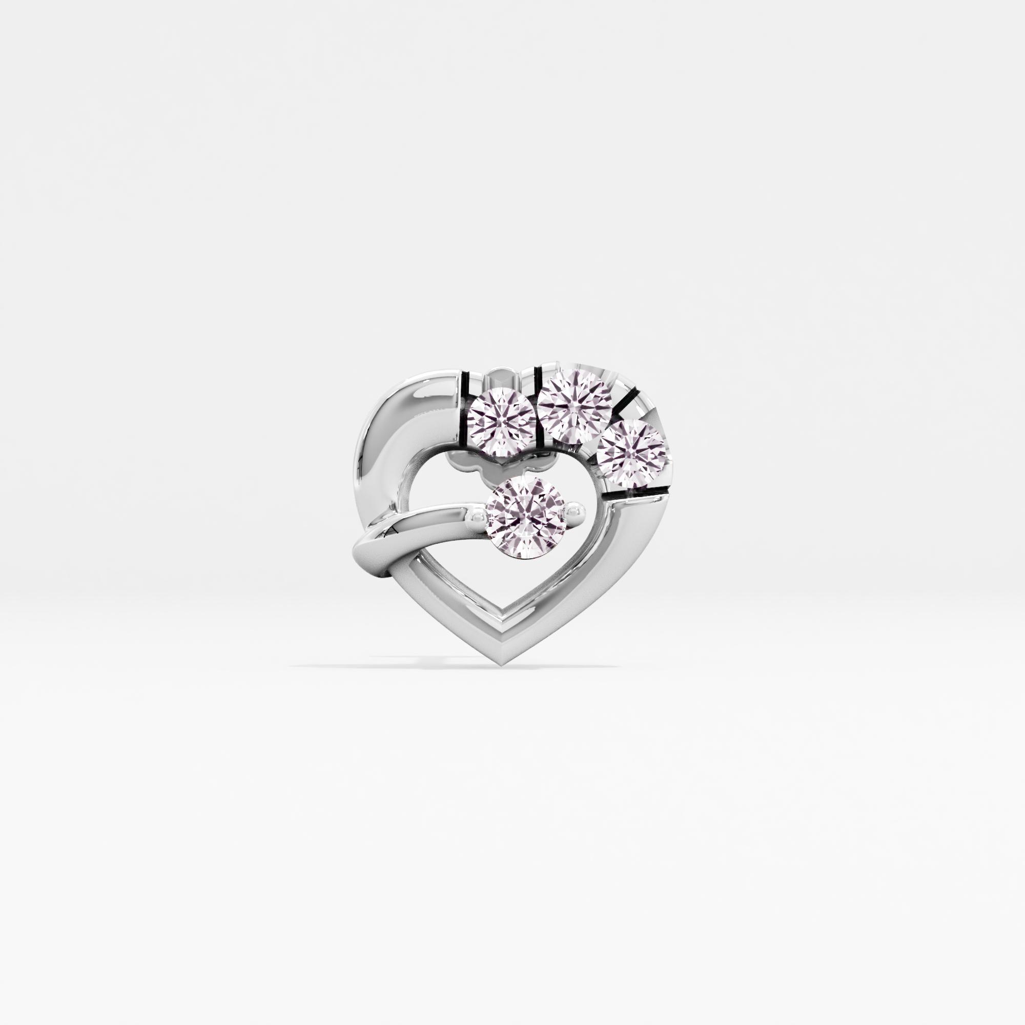 Cupid's Bow Solitaire Heart Nose Pin