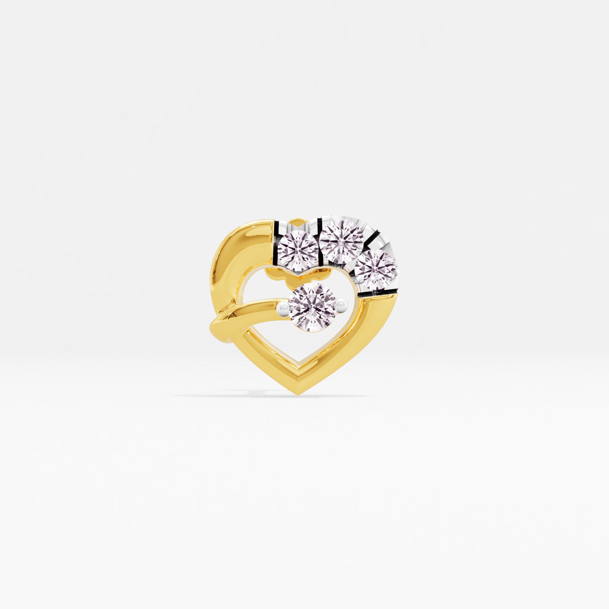 Cupid's Bow Solitaire Heart Nose Pin