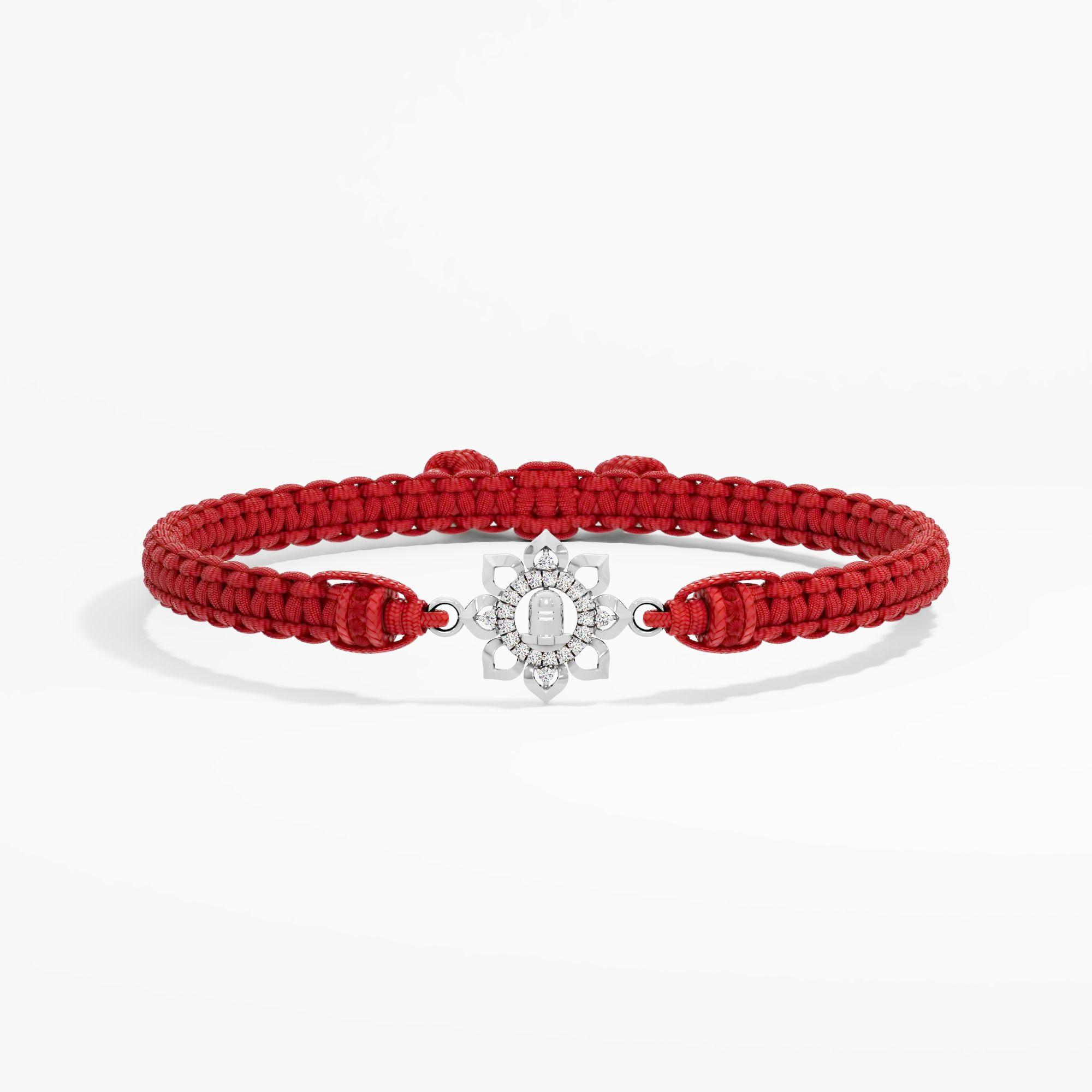 Lotus Lingam Diamond Rakhi 14k White Gold 0.092ct
