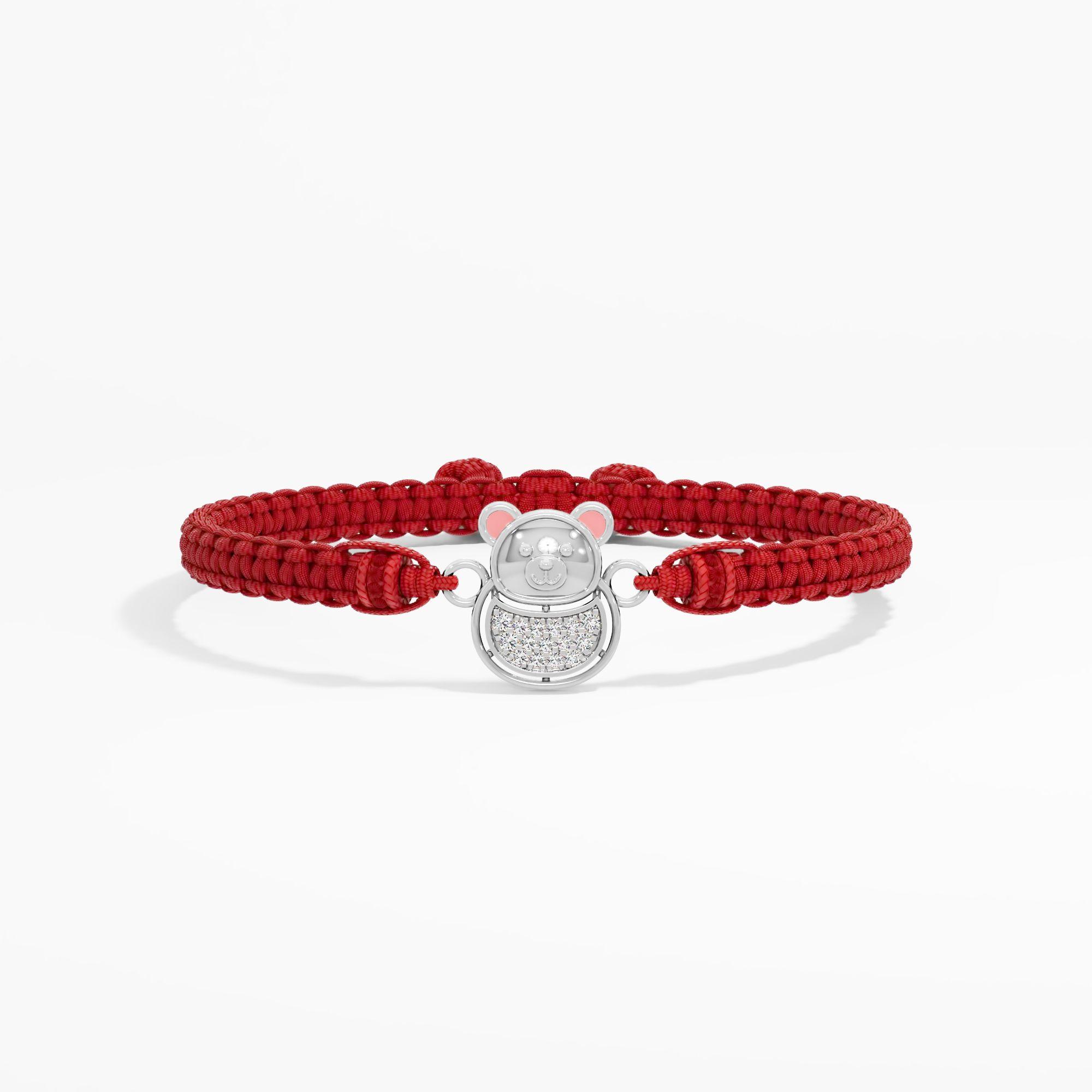 TeddyBurst Diamond Rakhi 14k White Gold 0.08ct