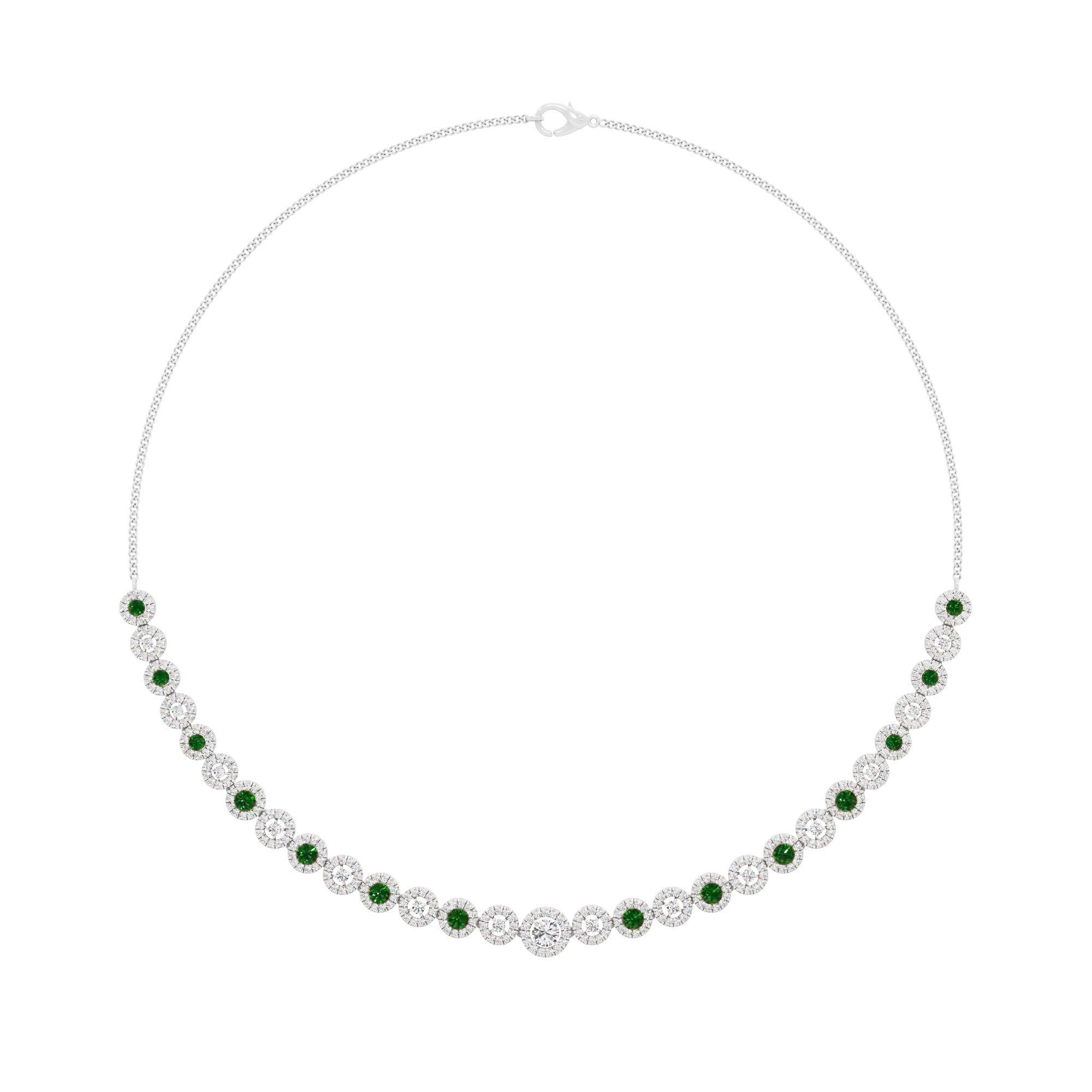 The Signature Emerald Halo Necklace