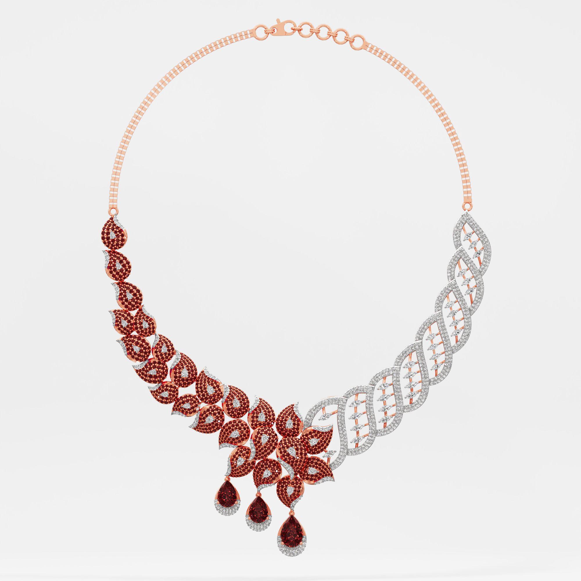 Crimson Blossom Diamond Necklace