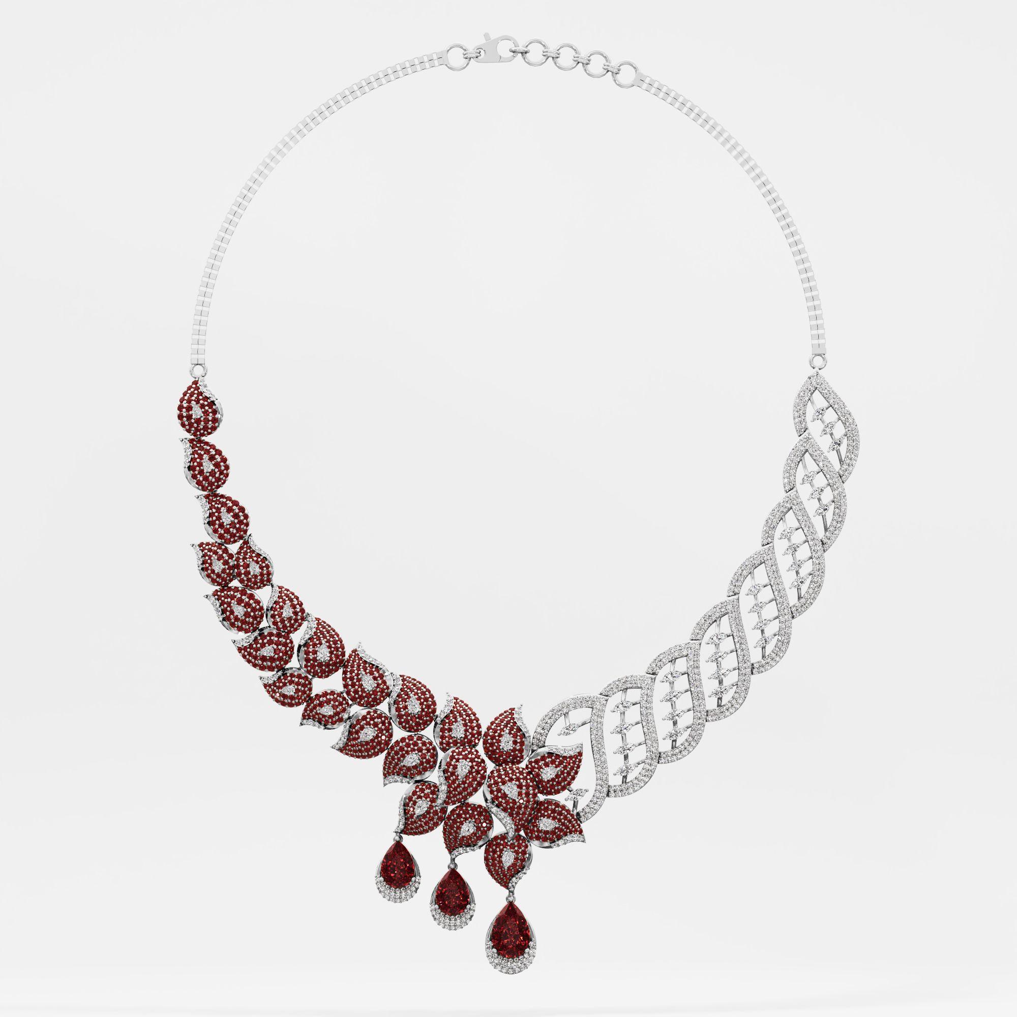 Crimson Blossom Diamond Necklace