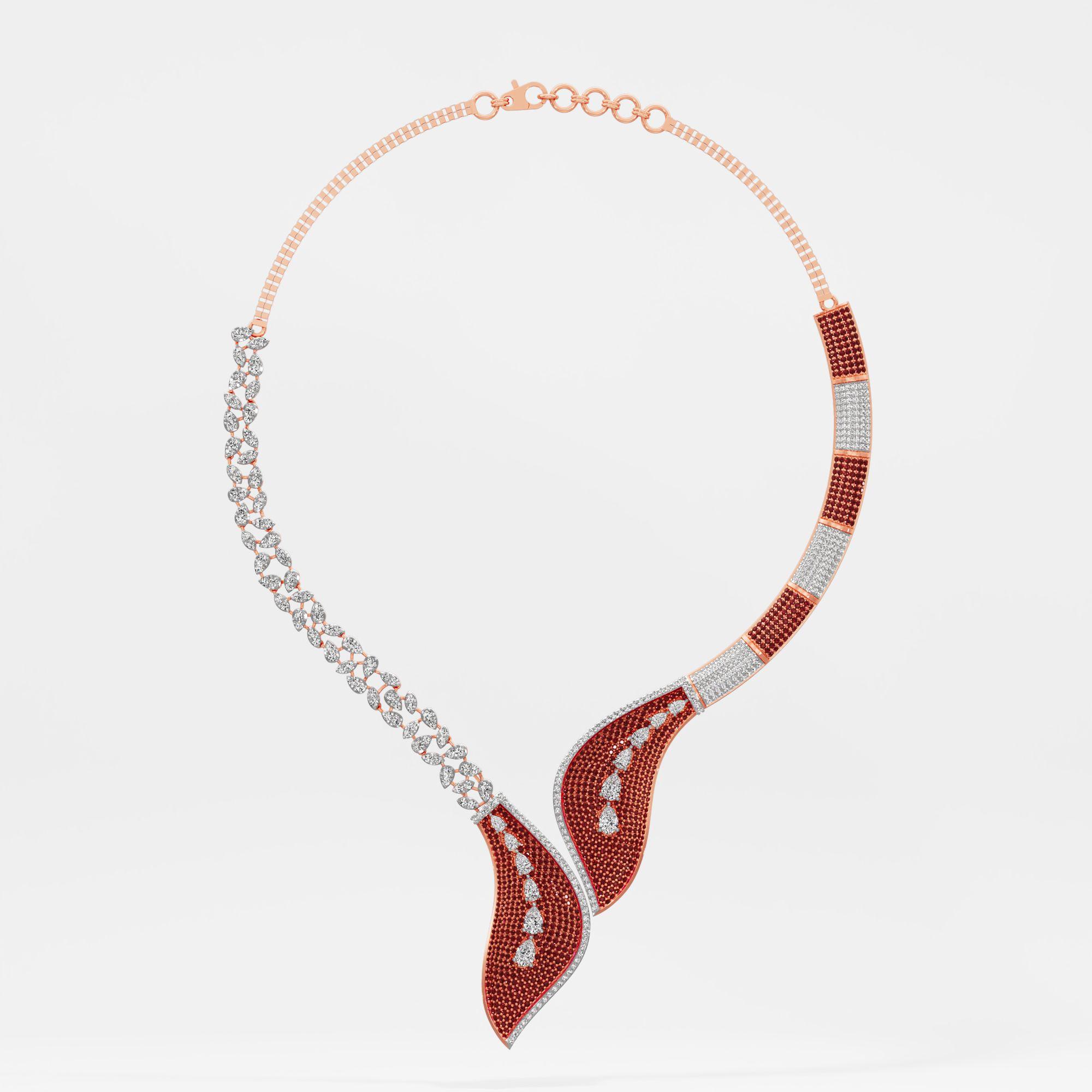 Crimson Serpent Wave Diamond Necklace