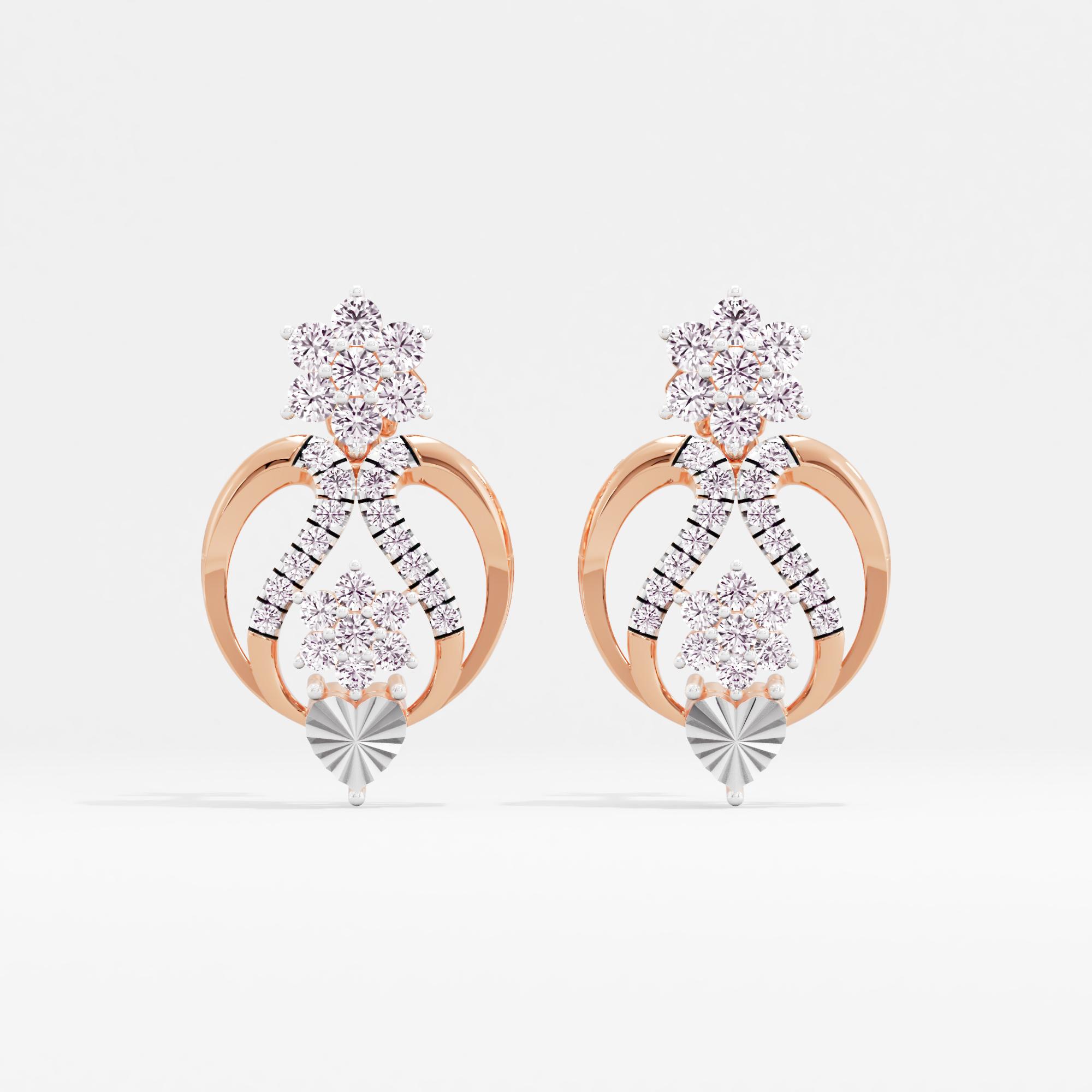 Majestic Heart 7 Stone Cluster Drop Earrings