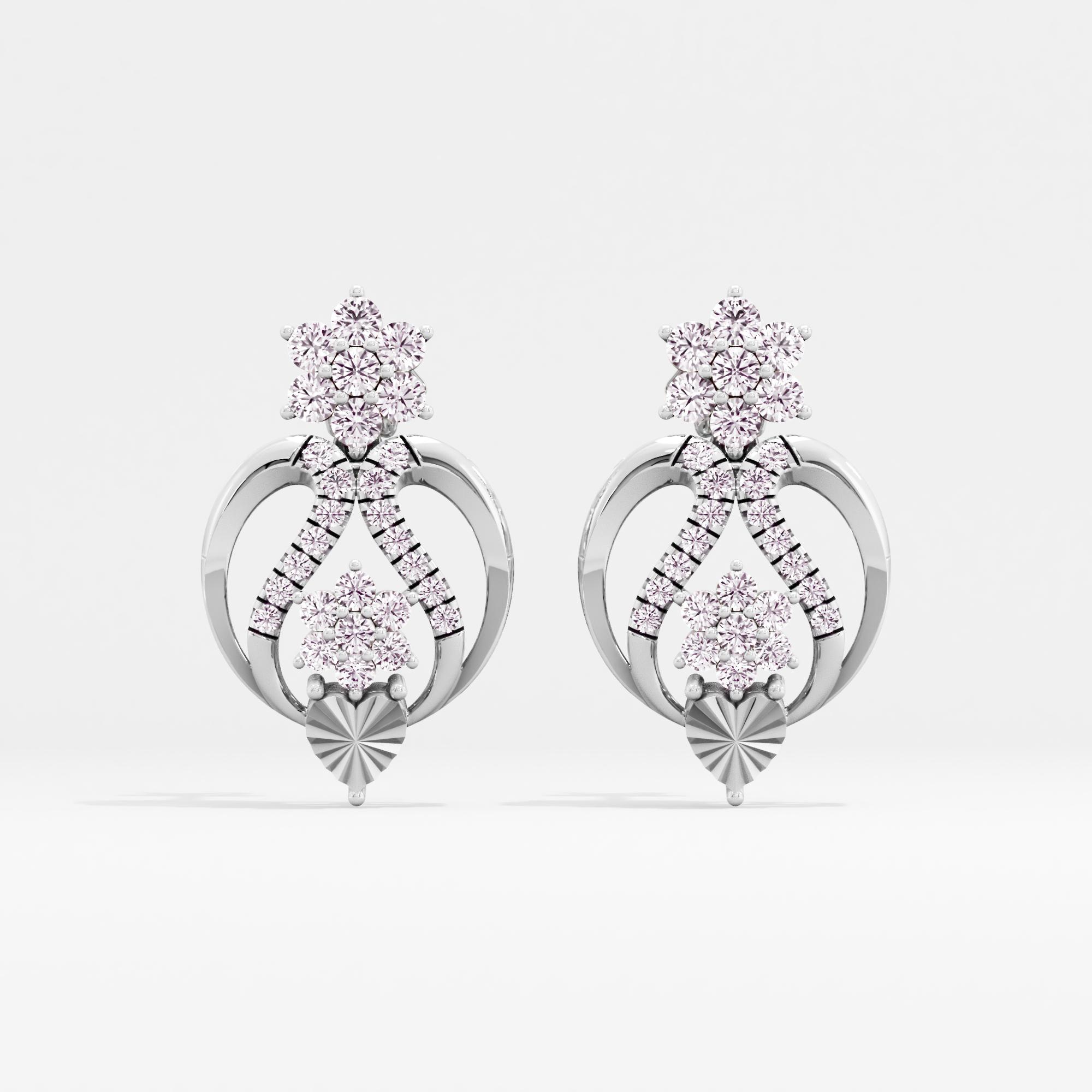 Majestic Heart 7 Stone Cluster Drop Earrings