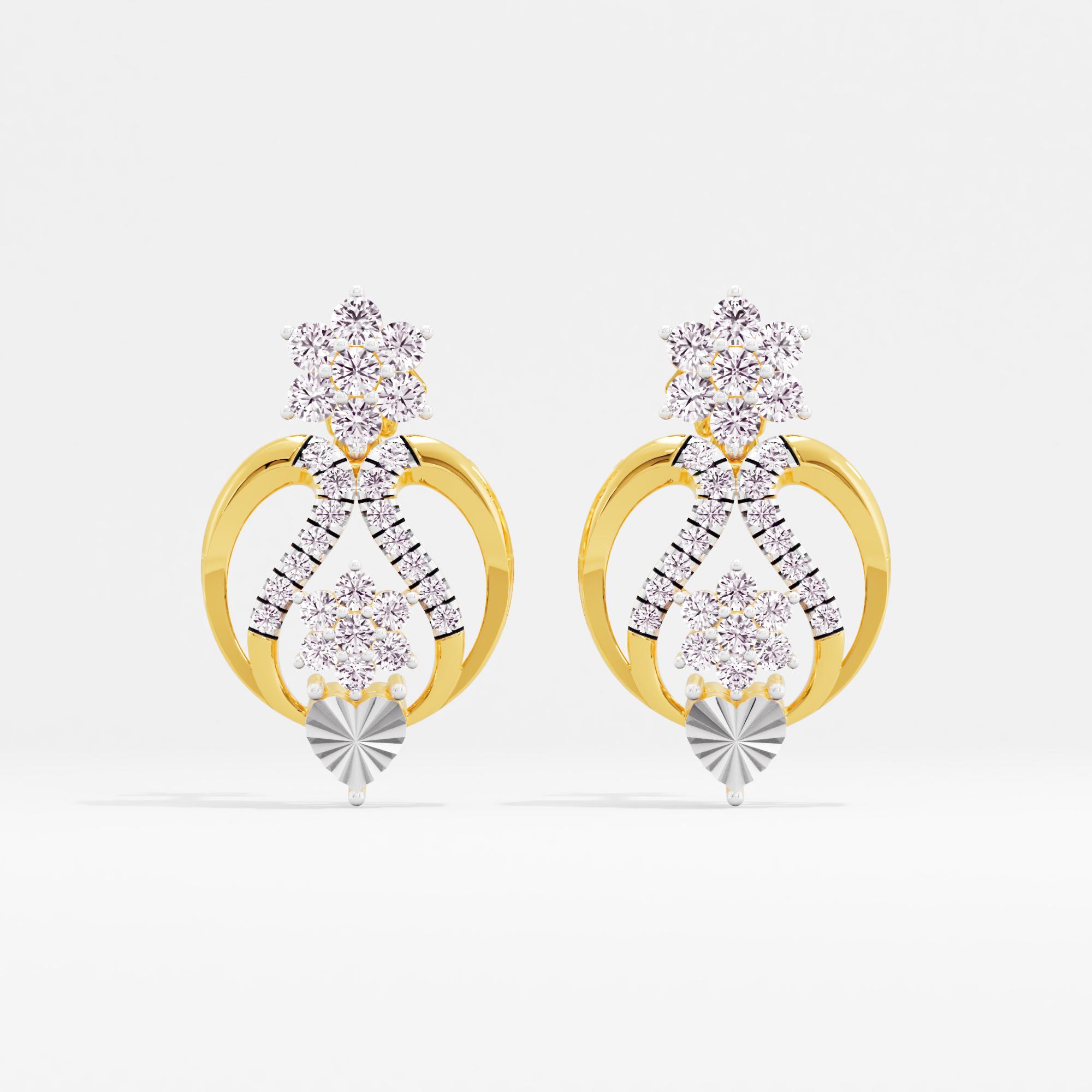 Majestic Heart 7 Stone Cluster Drop Earrings