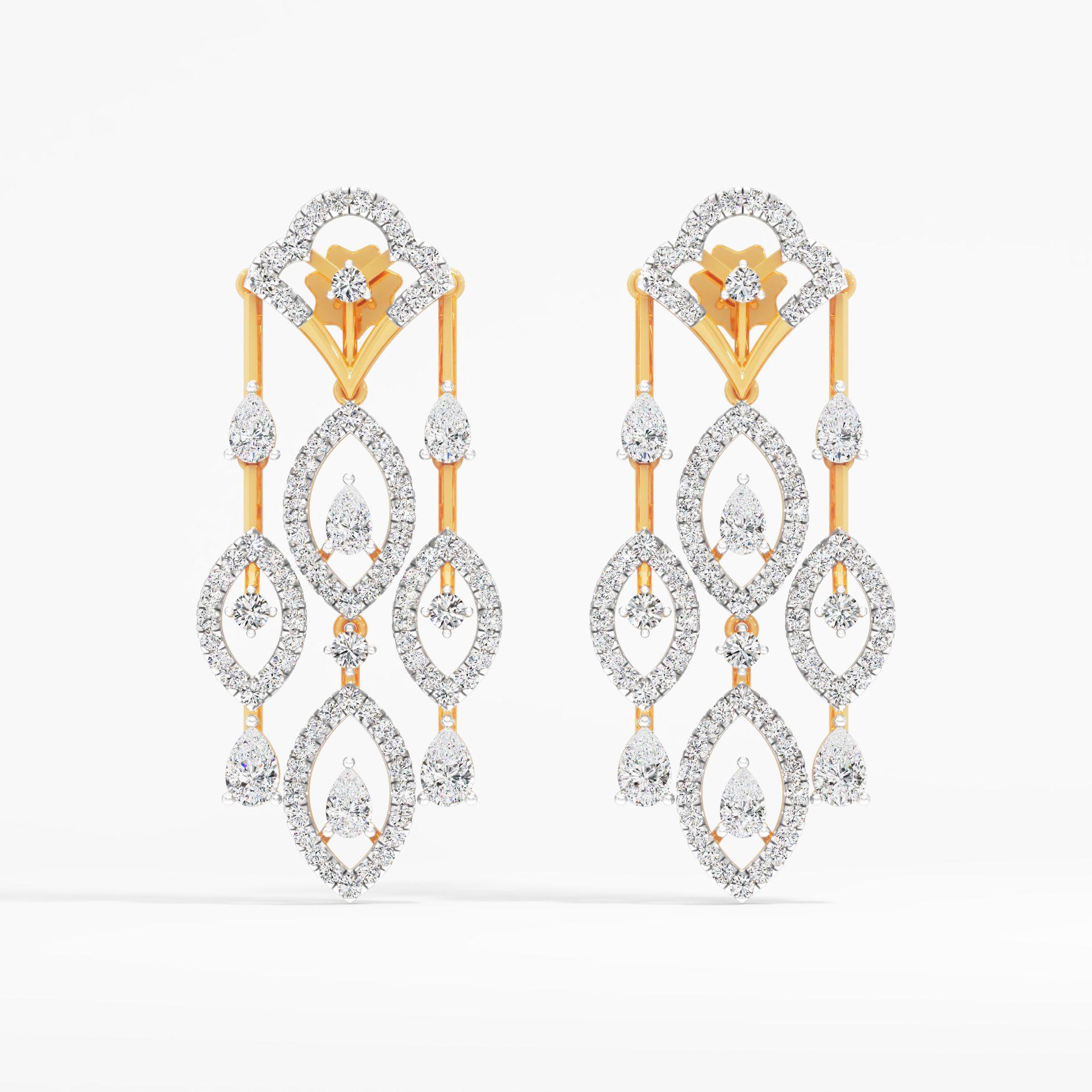 Marquise Link Chandelier Earrings