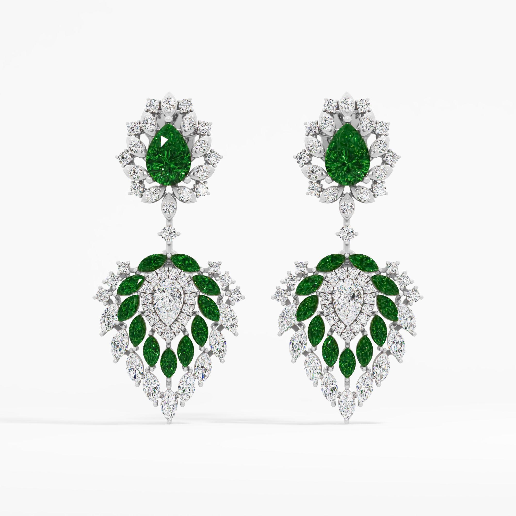 Royal Emerald Diamond Chandelier Earrings