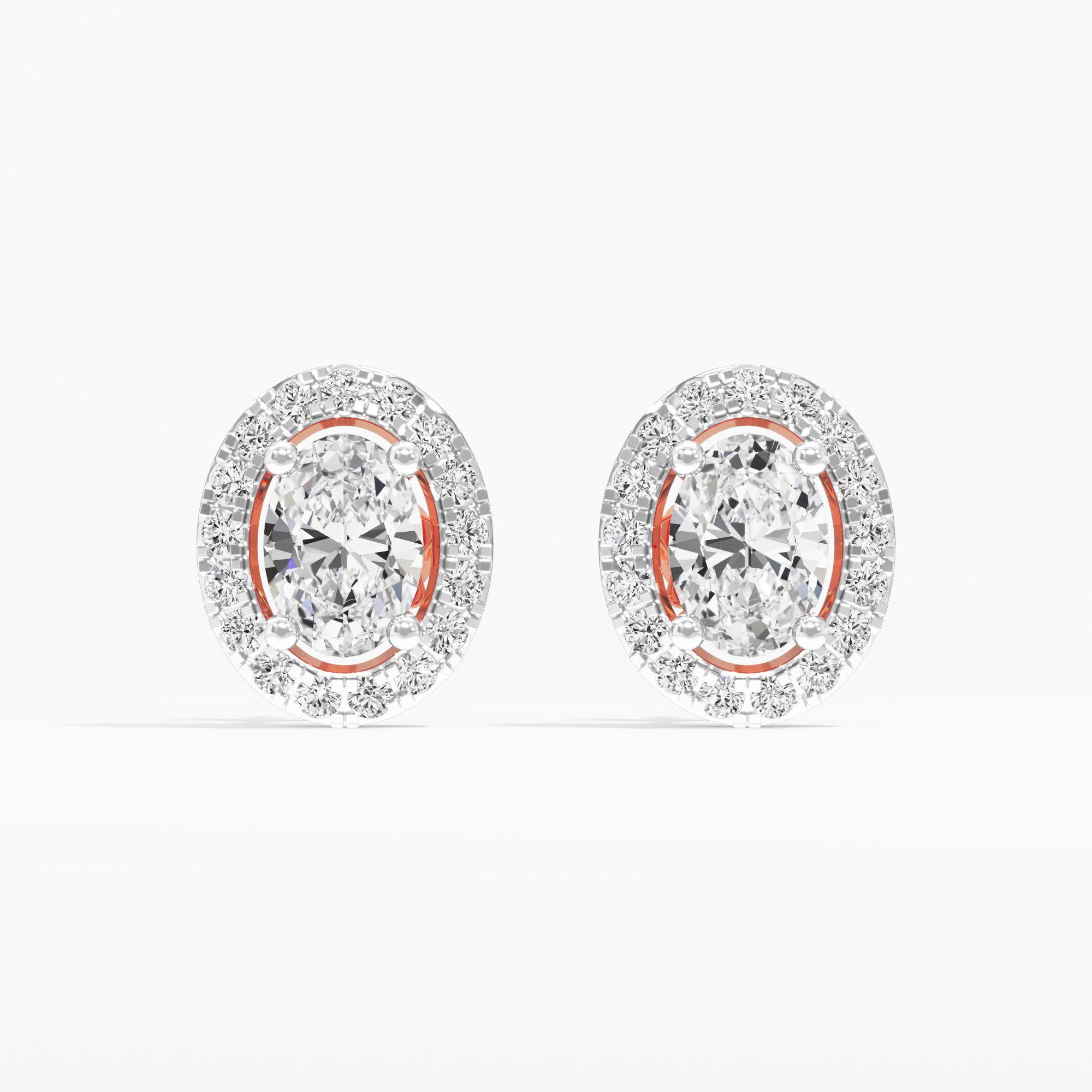 Regal Oval Halo Stud Earrings