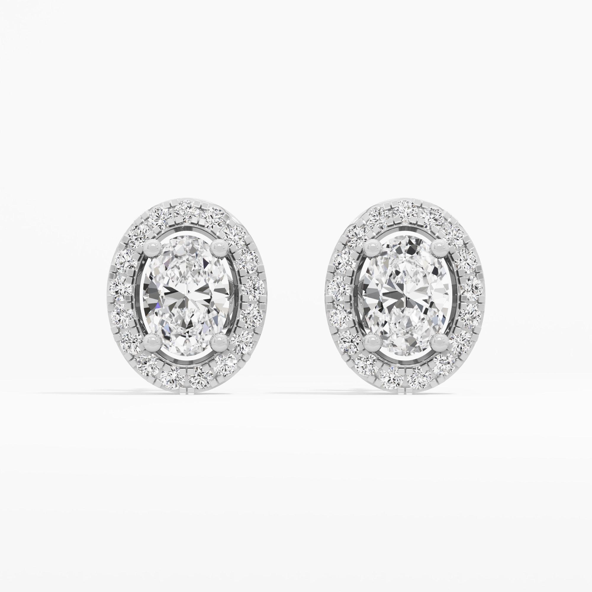 Regal Oval Halo Stud Earrings