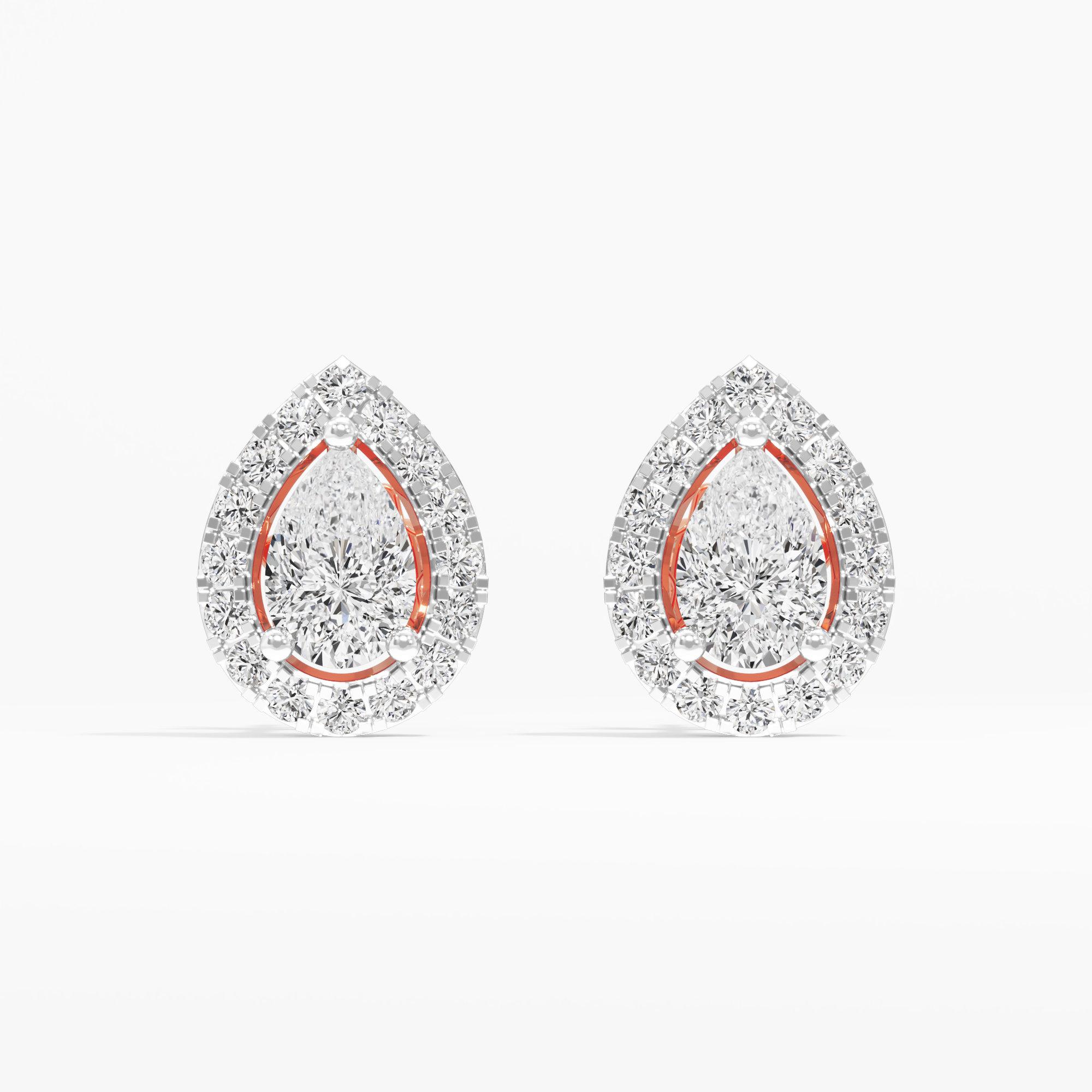 Pear Halo Stud Earrings