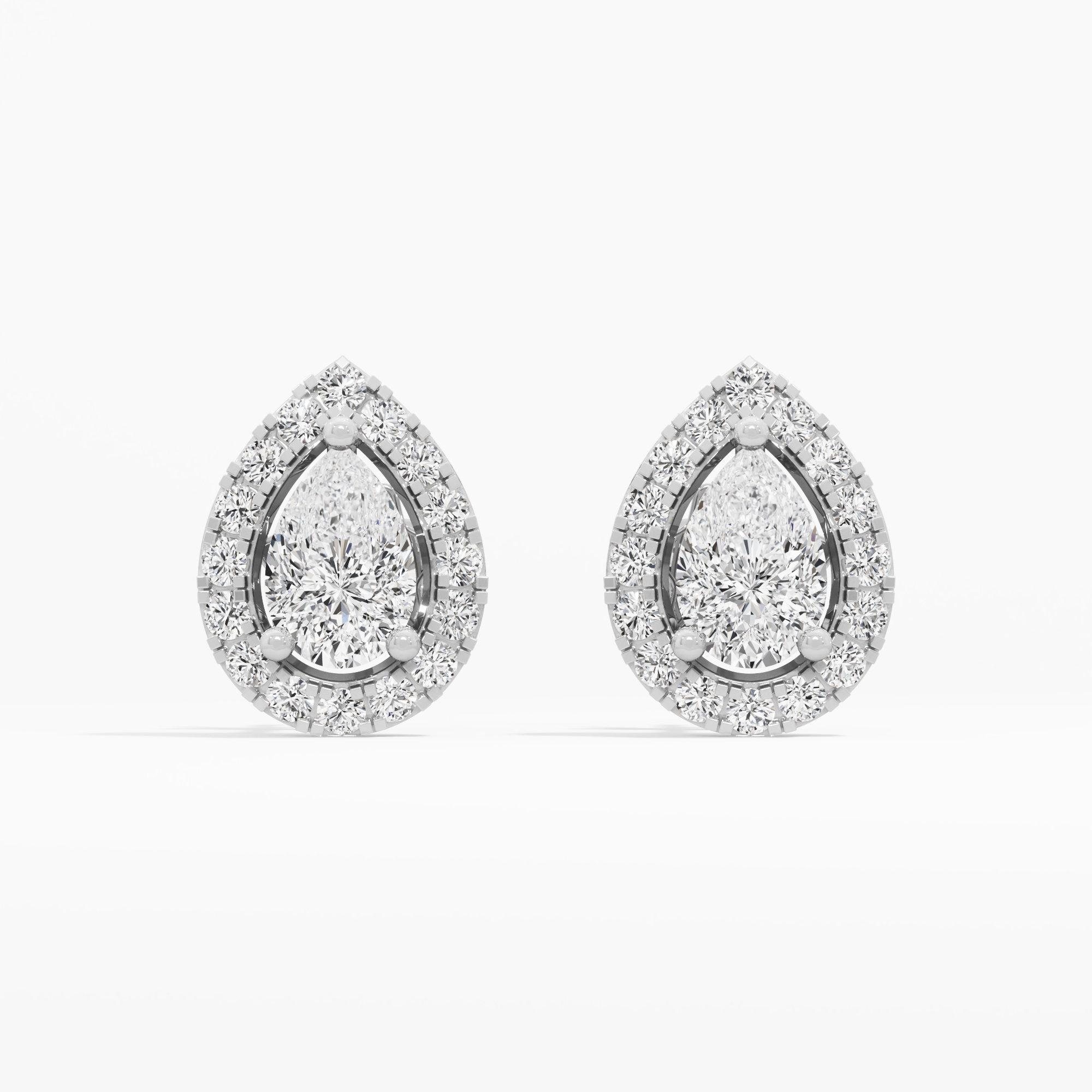 Pear Halo Stud Earrings