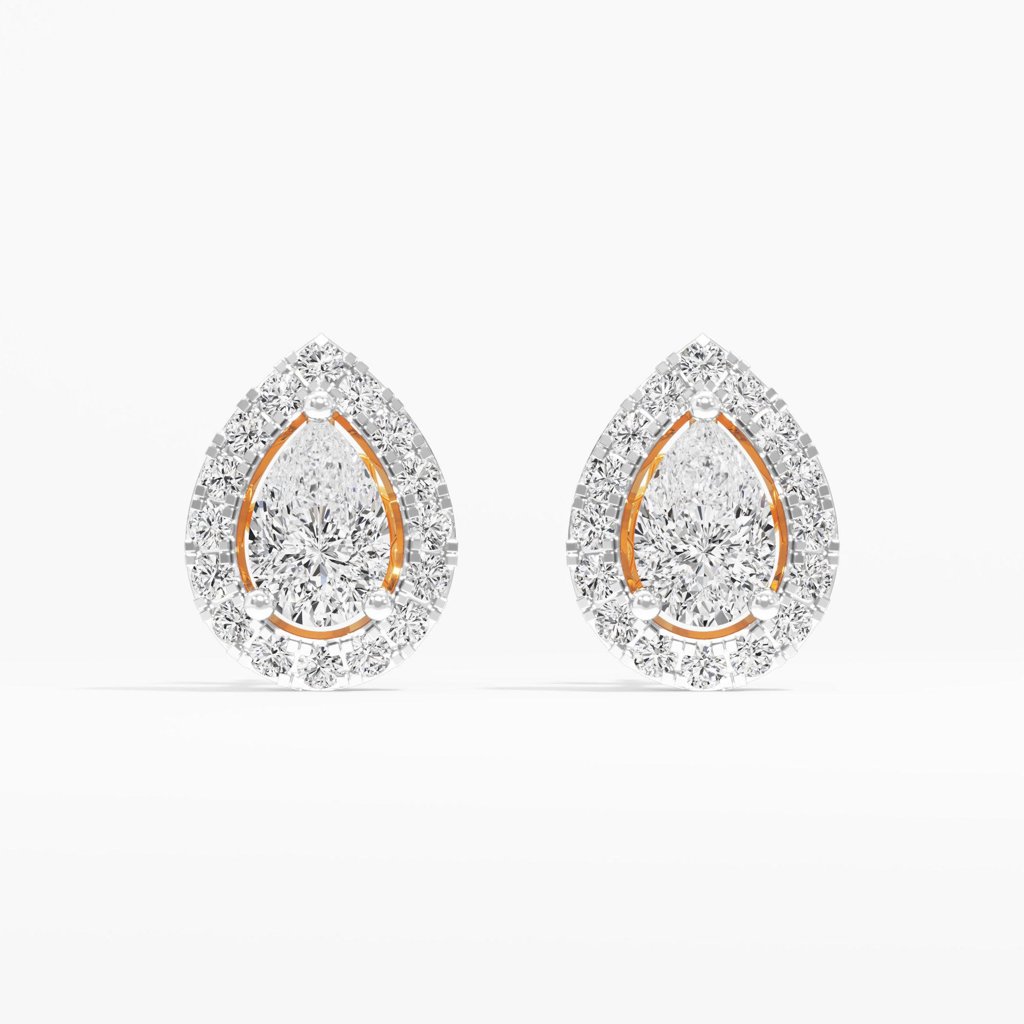 Pear Halo Stud Earrings