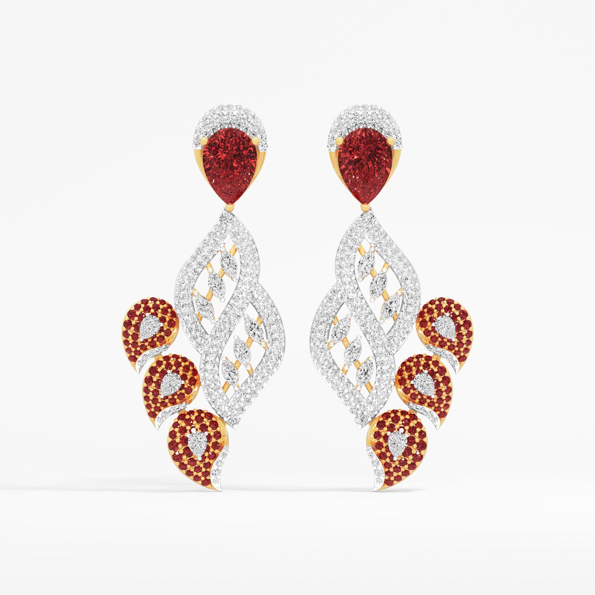 Scarlet Petal Dangle Earrings