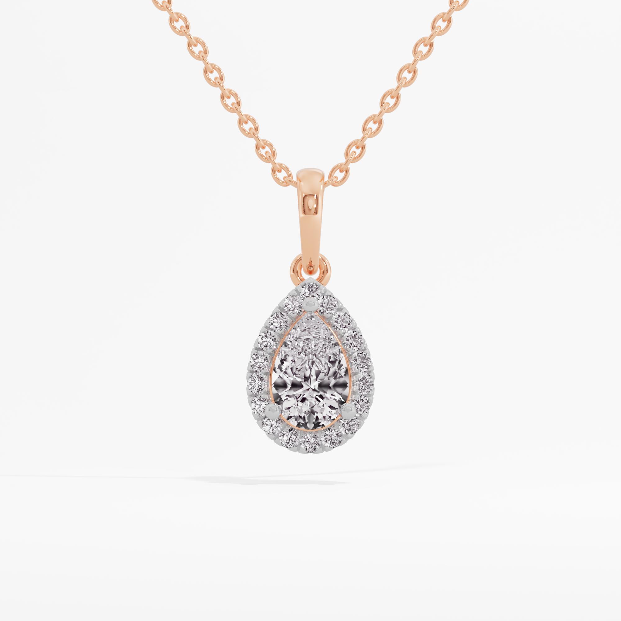 Sleek Pear Halo Pendant